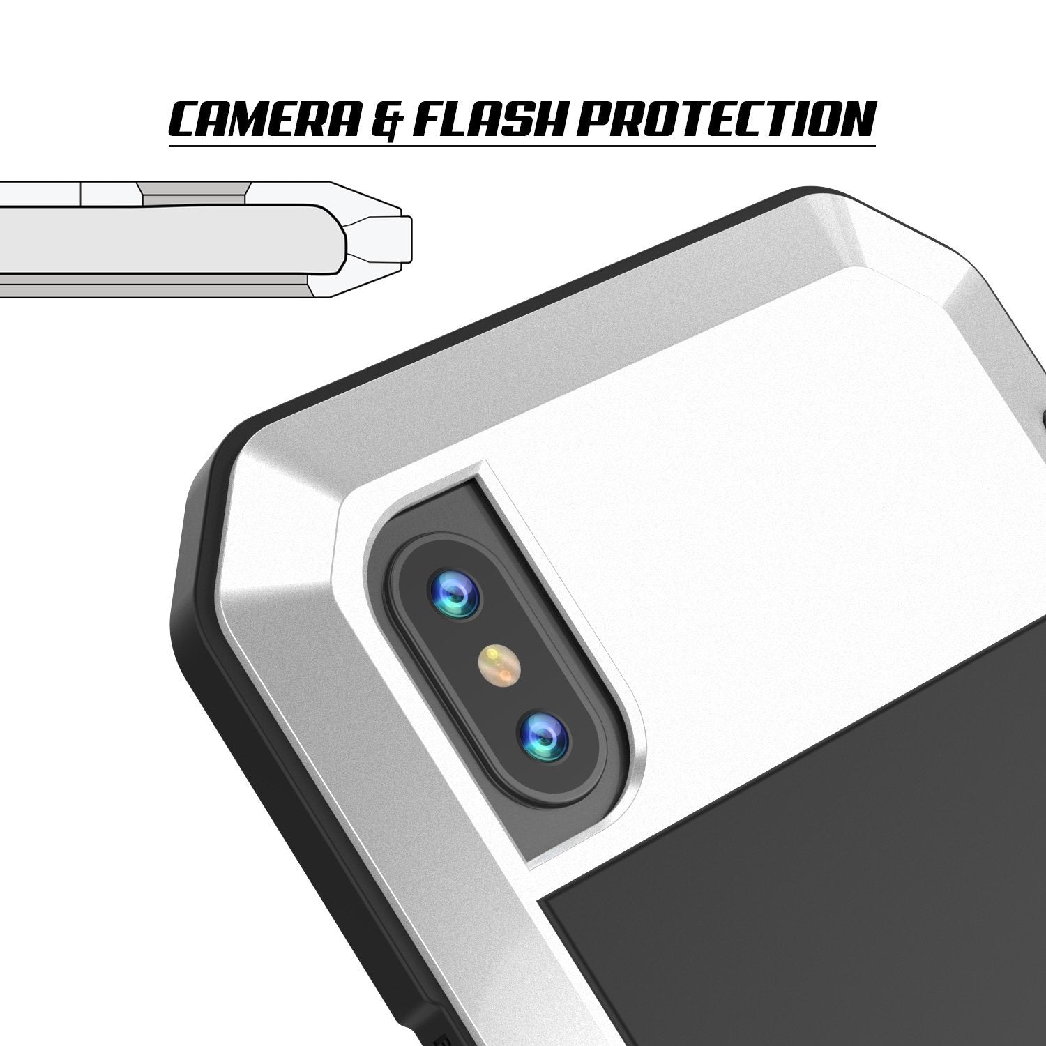 iPhone XS Max Metal Case, Heavy Duty Military Grade Armor Cover [shock proof] Full Body Hard [White]