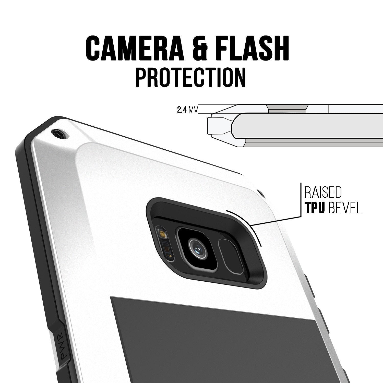 Galaxy Note 8  Case, Punkcase METALLIC White Shockproof Slim Metal Cover Armor Case
