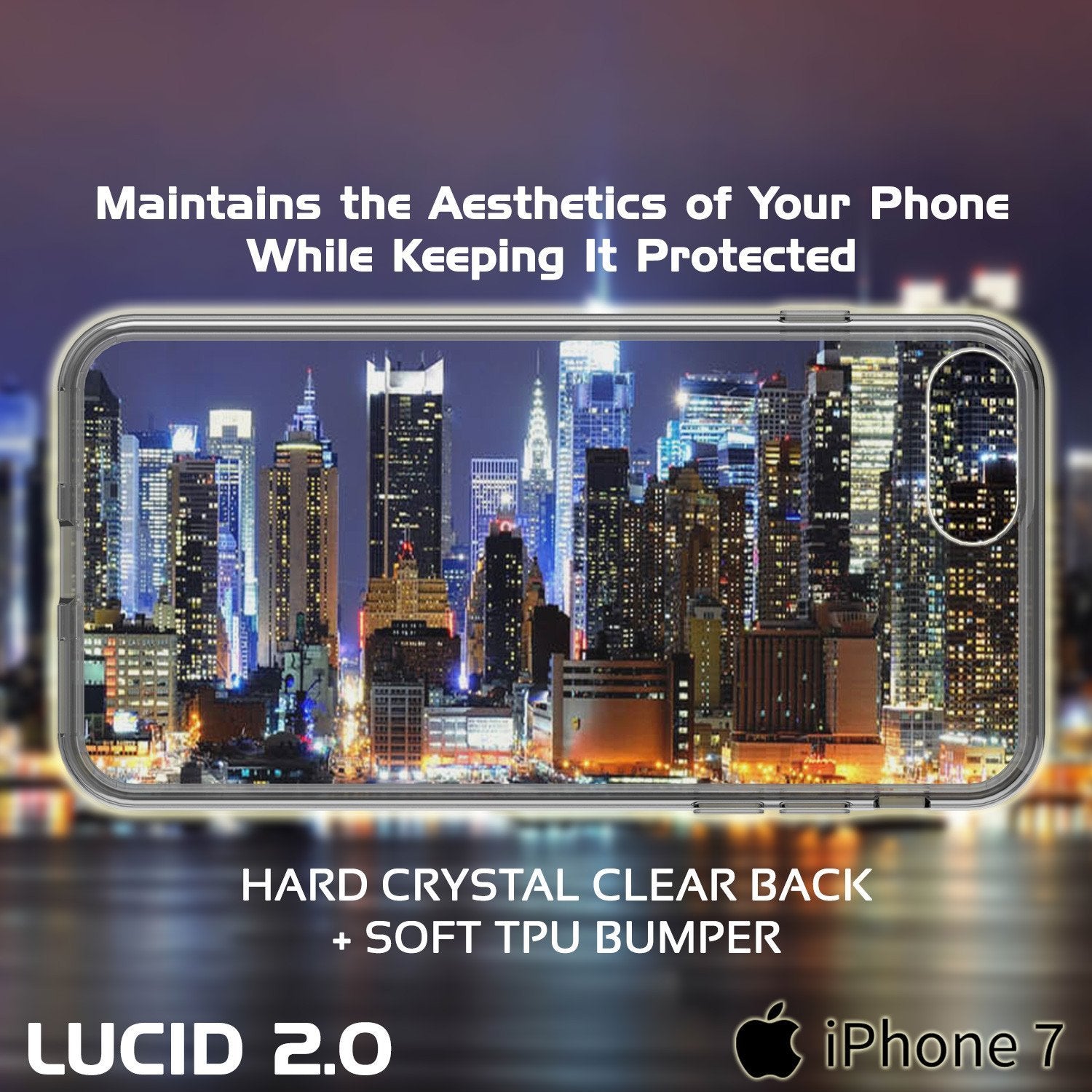 iPhone 8 Case Punkcase® LUCID 2.0 Crystal Black Series w/ PUNK SHIELD Screen Protector | Ultra Fit