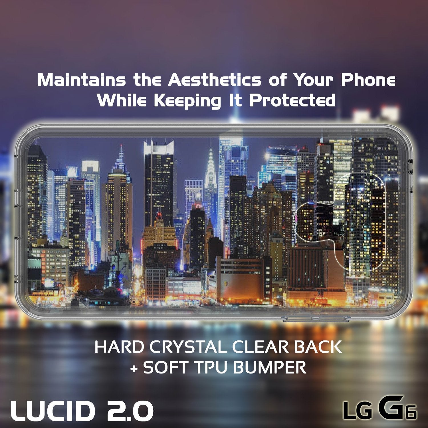 LG G6 Case Punkcase® LUCID 2.0 Crystal Black Series w/ PUNK SHIELD Screen Protector | Ultra Fit