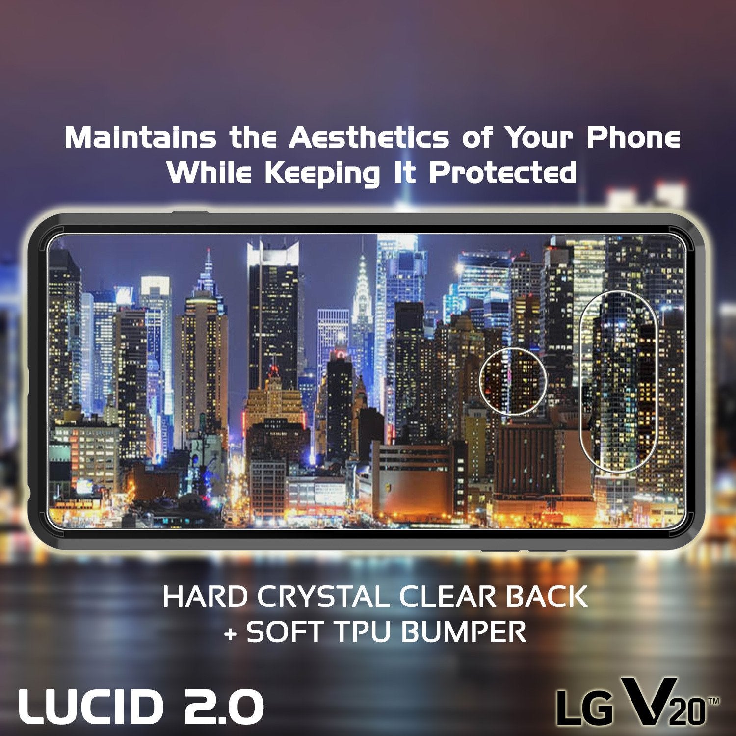 LG v20 Case Punkcase® LUCID 2.0 Black Series w/ PUNK SHIELD Glass Screen Protector | Ultra Fit