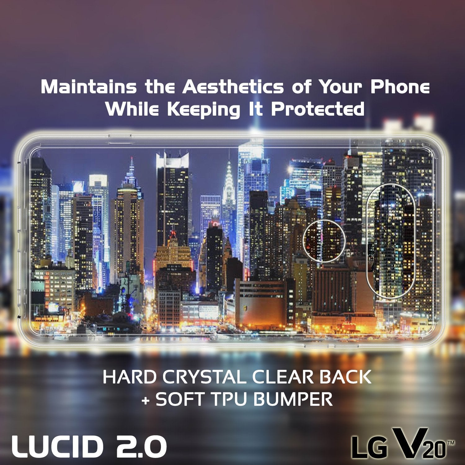 LG v20 Case Punkcase® LUCID 2.0 Clear Series w/ PUNK SHIELD Glass Screen Protector | Ultra Fit