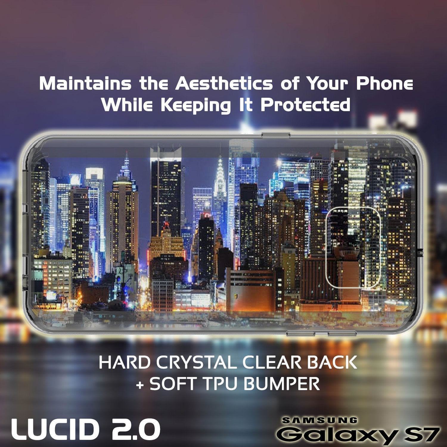 S7 Case Punkcase® LUCID 2.0 Crystal Black Series w/ PUNK SHIELD Glass Screen Protector | Ultra Fit