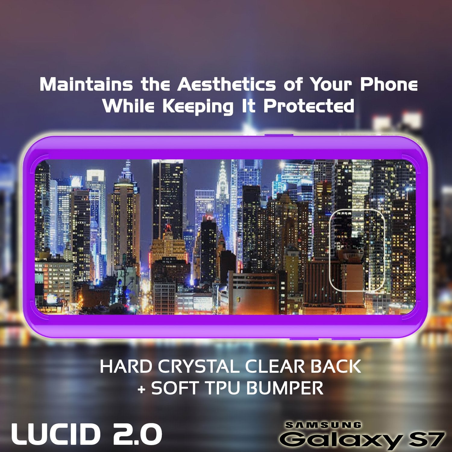 S7 Case Punkcase® LUCID 2.0 Purple Series w/ PUNK SHIELD Glass Screen Protector | Ultra Fit