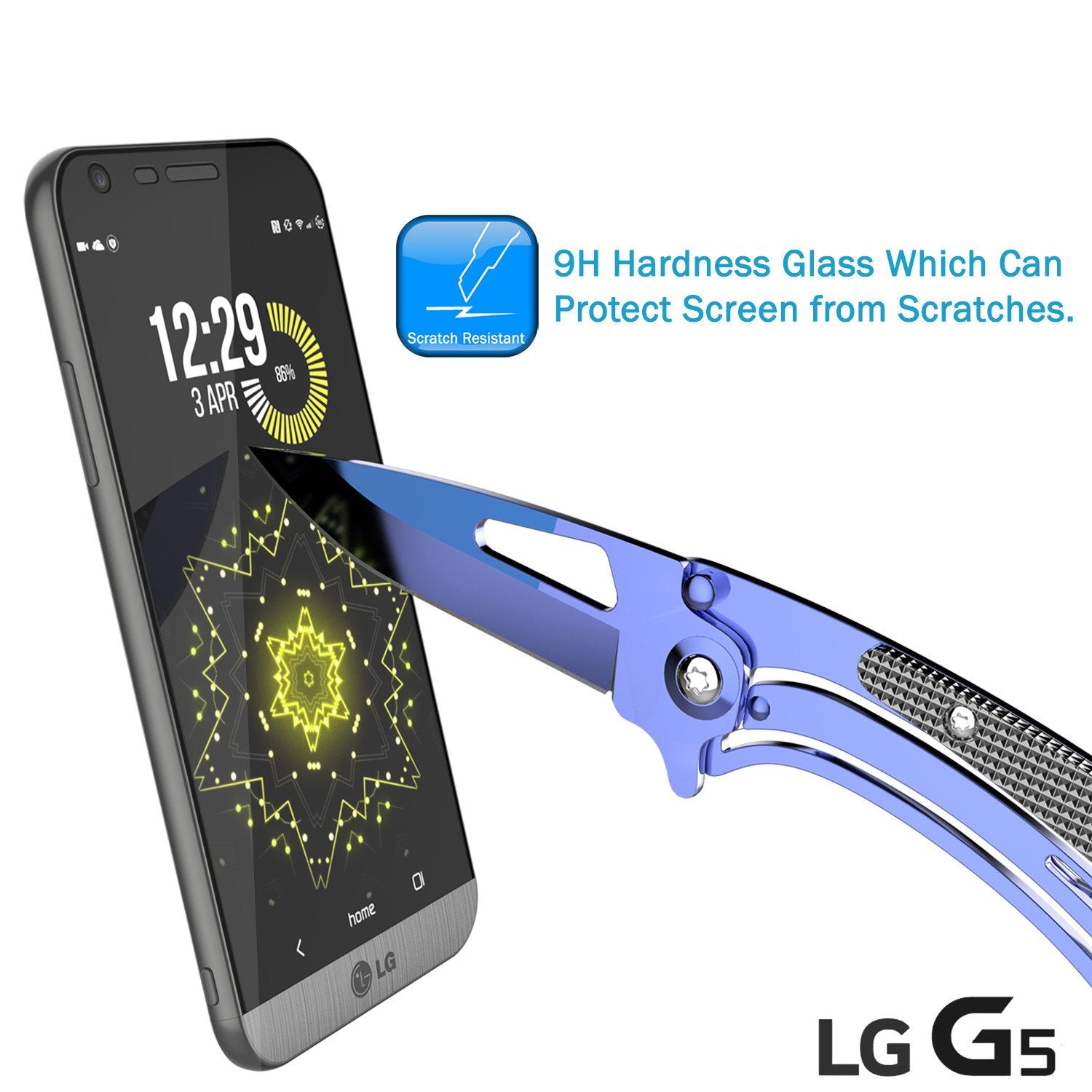 LG G5 Punkcase Glass SHIELD Tempered Glass Screen Protector 0.33mm Thick 9H Glass