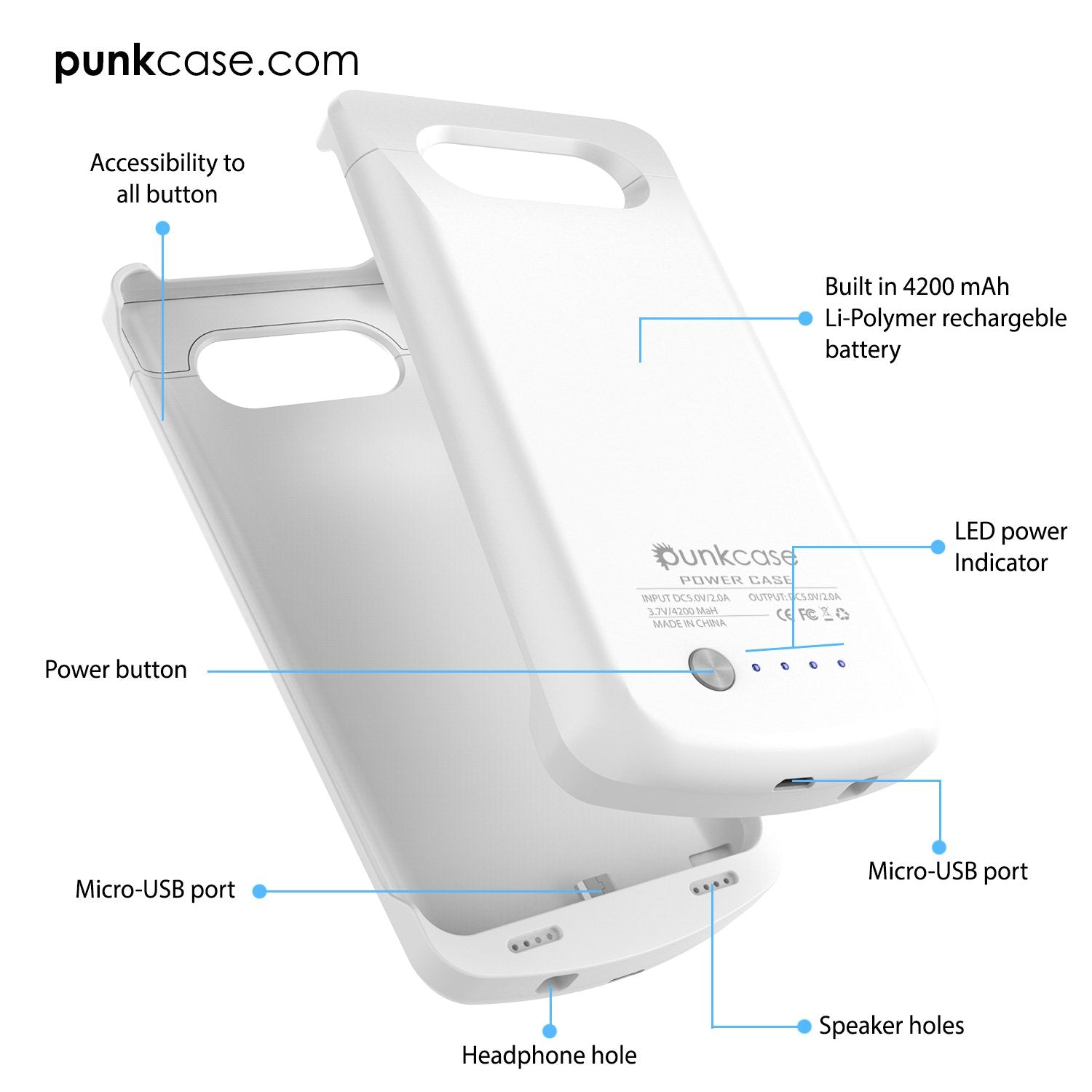 Galaxy Note 5 Battery Case, Punkcase 5000mAH Charger Case W/ Screen Protector | IntelSwitch [White]