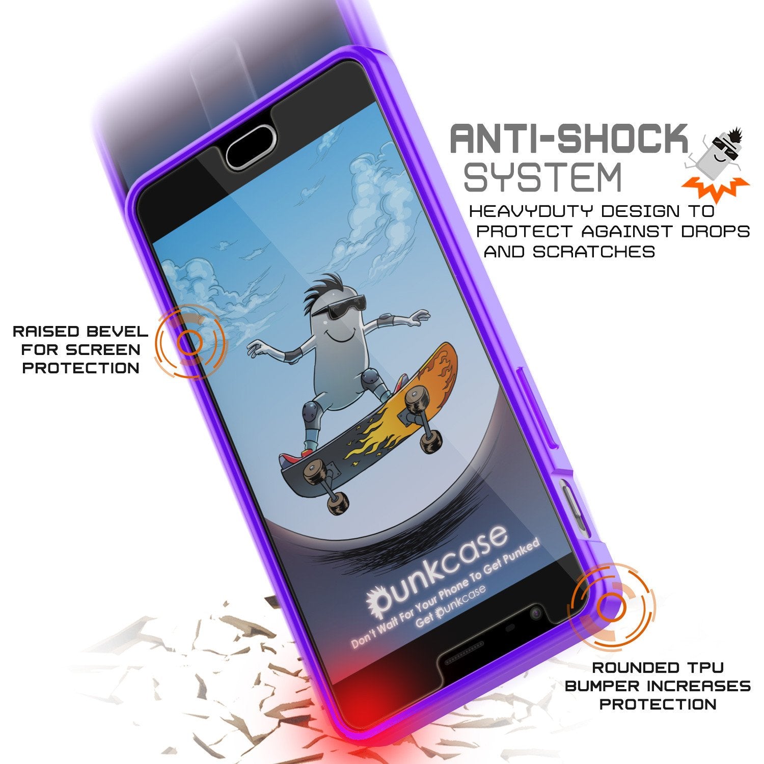 OnePlus 3 Case Punkcase® LUCID 2.0 Purple Series w/ SHIELD GLASS Lifetime Warranty Exchange