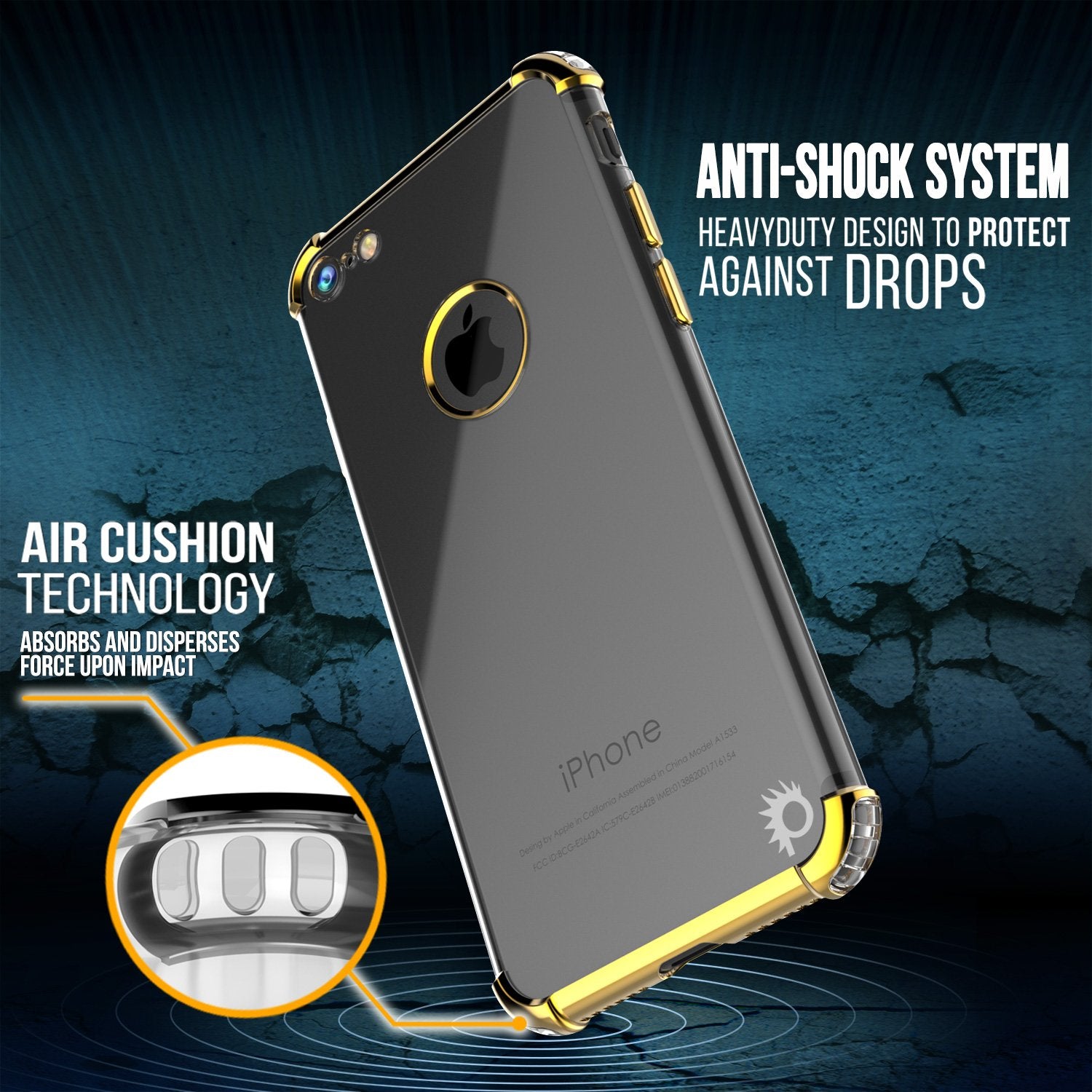 iPhone 7 Case, Punkcase [BLAZE SERIES] Protective Cover W/ PunkShield Screen Protector [Shockproof] [Slim Fit] for Apple iPhone [Gold]