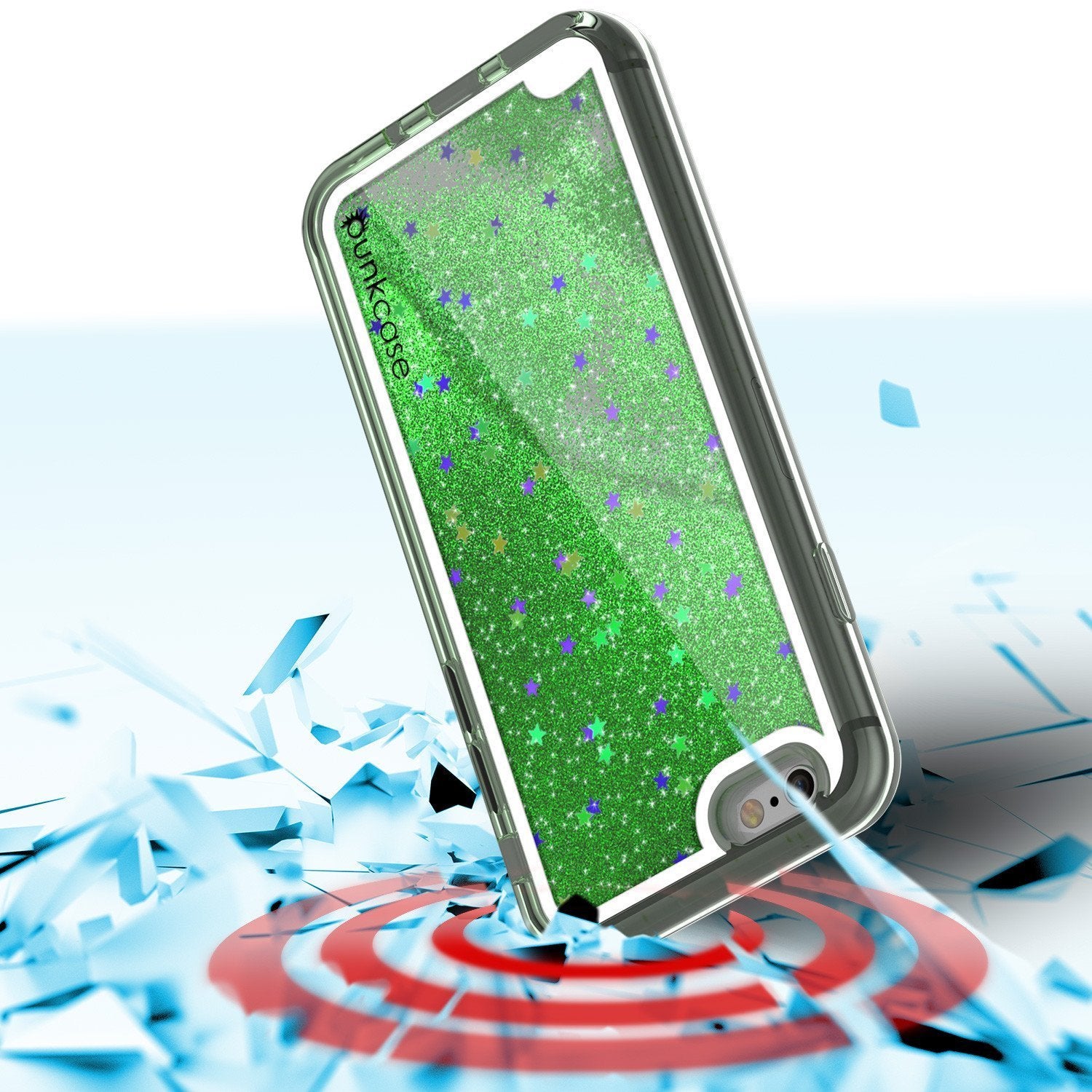 iPhone SE (4.7") Case, PunkCase LIQUID Green Series, Protective Dual Layer Floating Glitter Cover