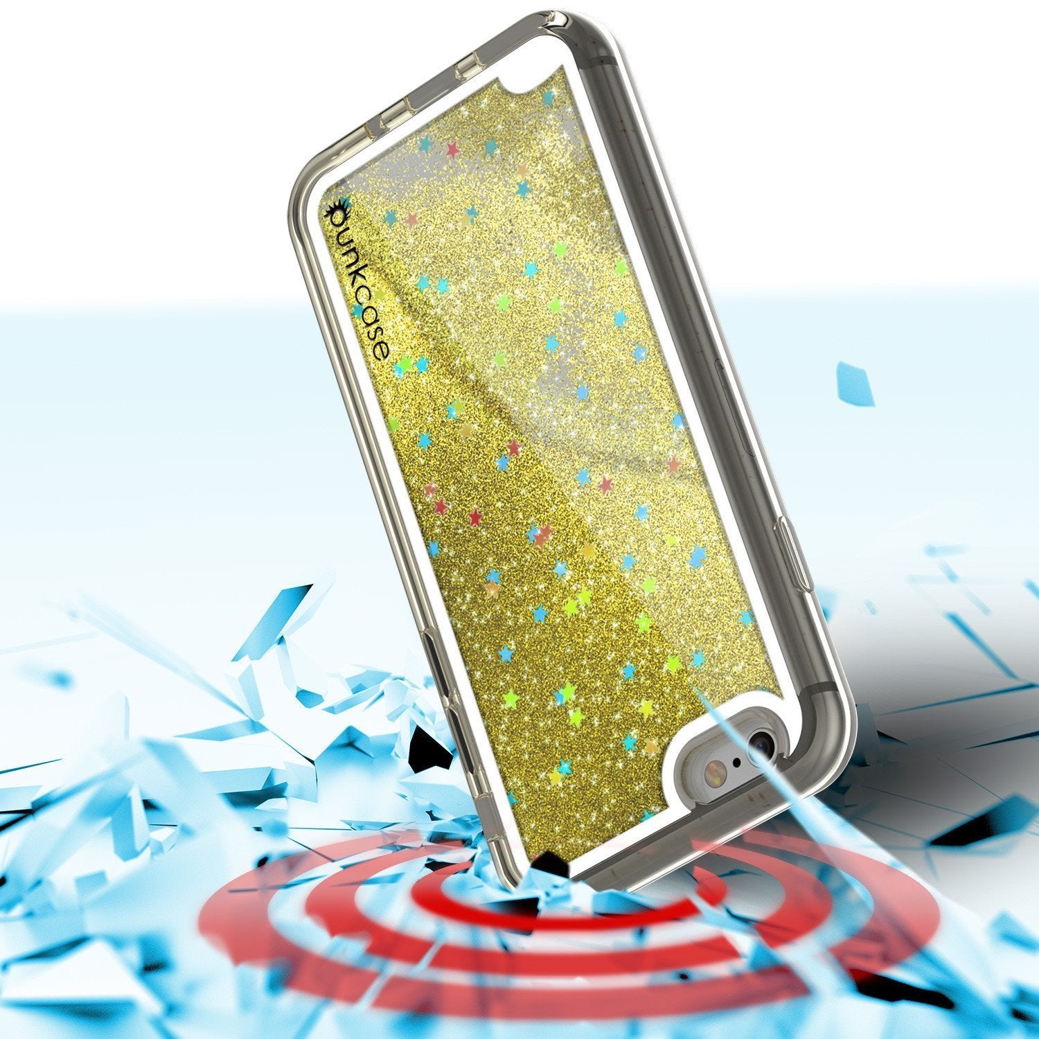 iPhone SE (4.7") Case, PunkCase LIQUID Gold Series, Protective Dual Layer Floating Glitter Cover