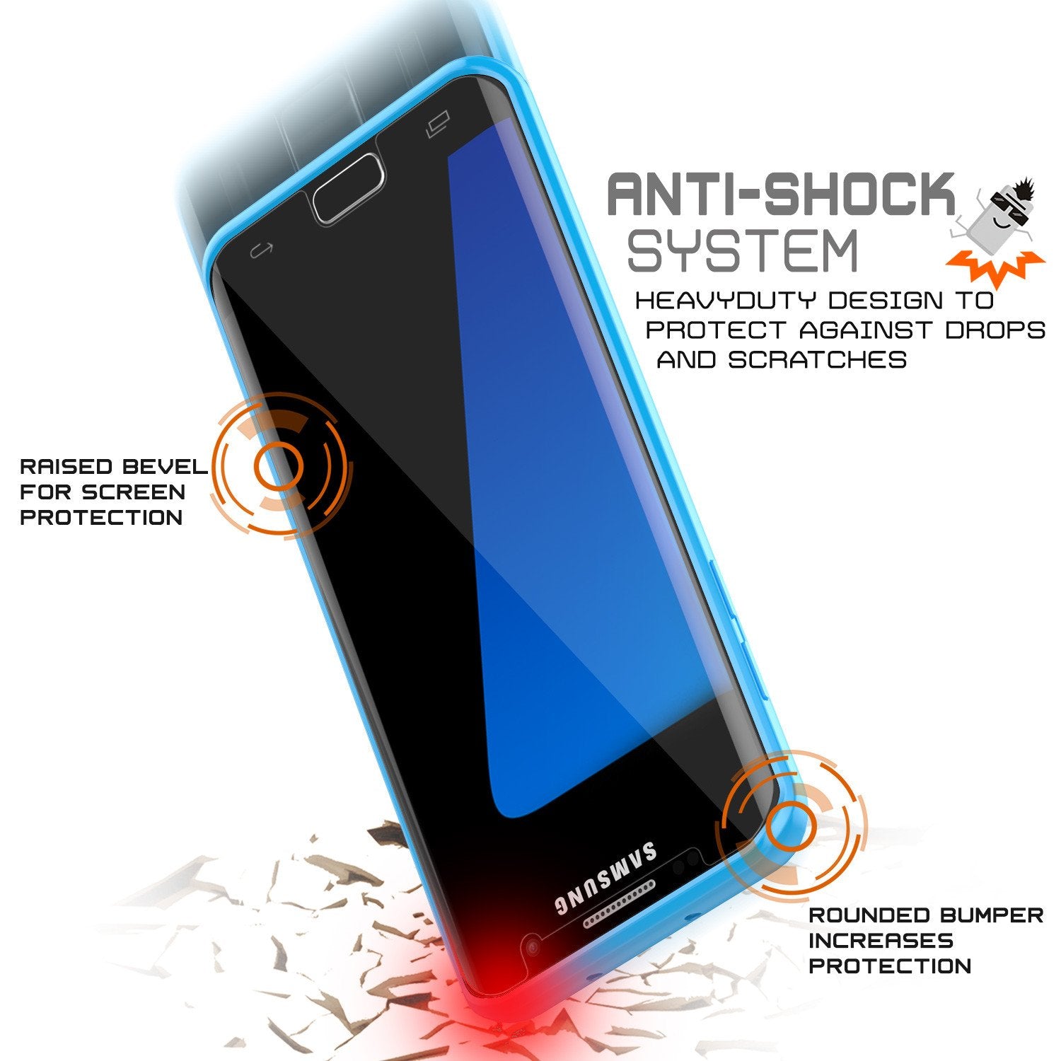 S7 Edge Case Punkcase® LUCID 2.0 Light Blue Series w/ PUNK SHIELD Screen Protector | Ultra Fit