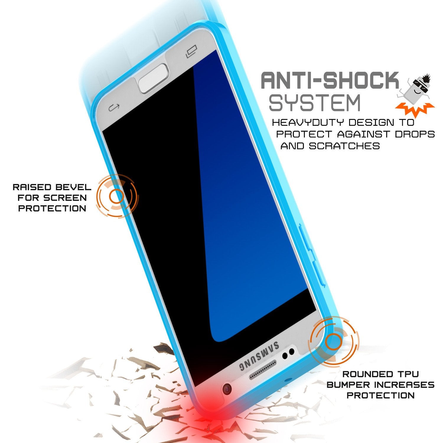 S7 Case Punkcase® LUCID 2.0 Light Blue Series w/ PUNK SHIELD Glass Screen Protector | Ultra Fit