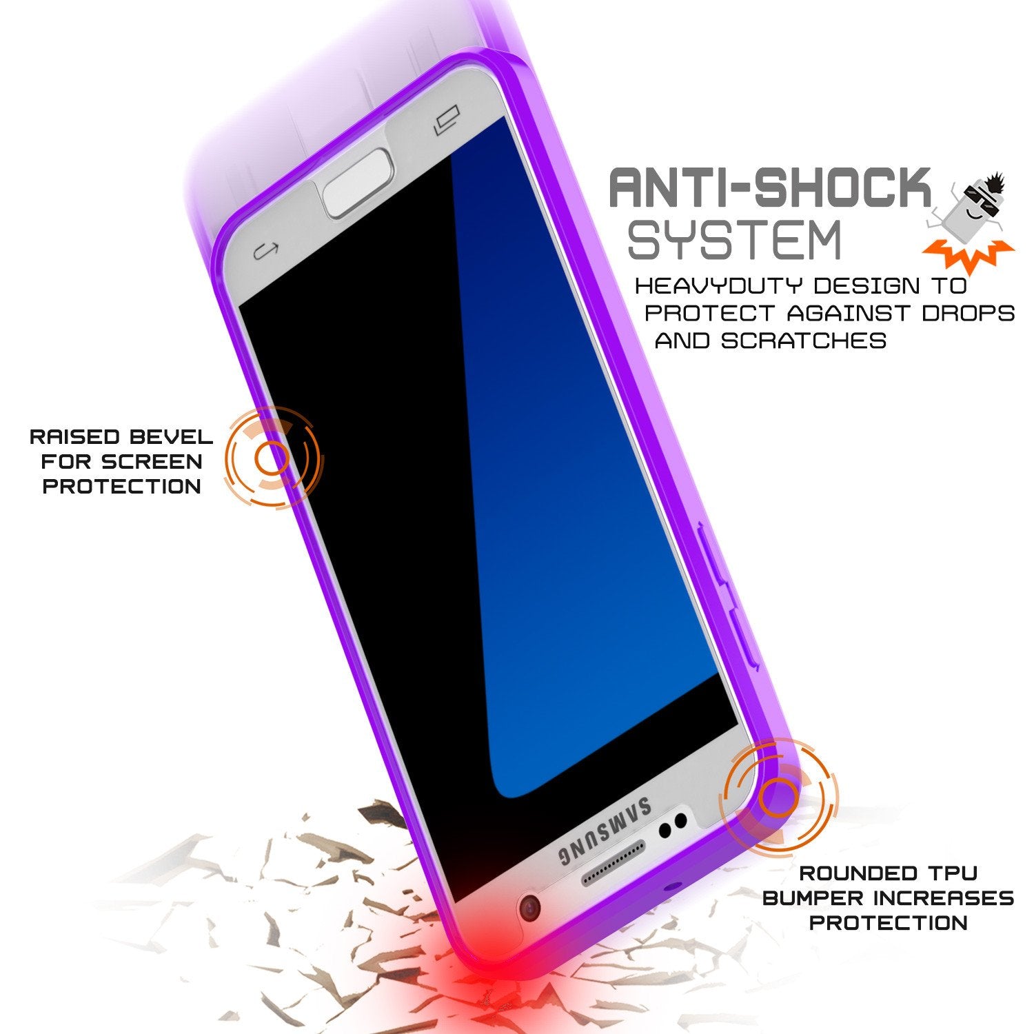 S7 Case Punkcase® LUCID 2.0 Purple Series w/ PUNK SHIELD Glass Screen Protector | Ultra Fit