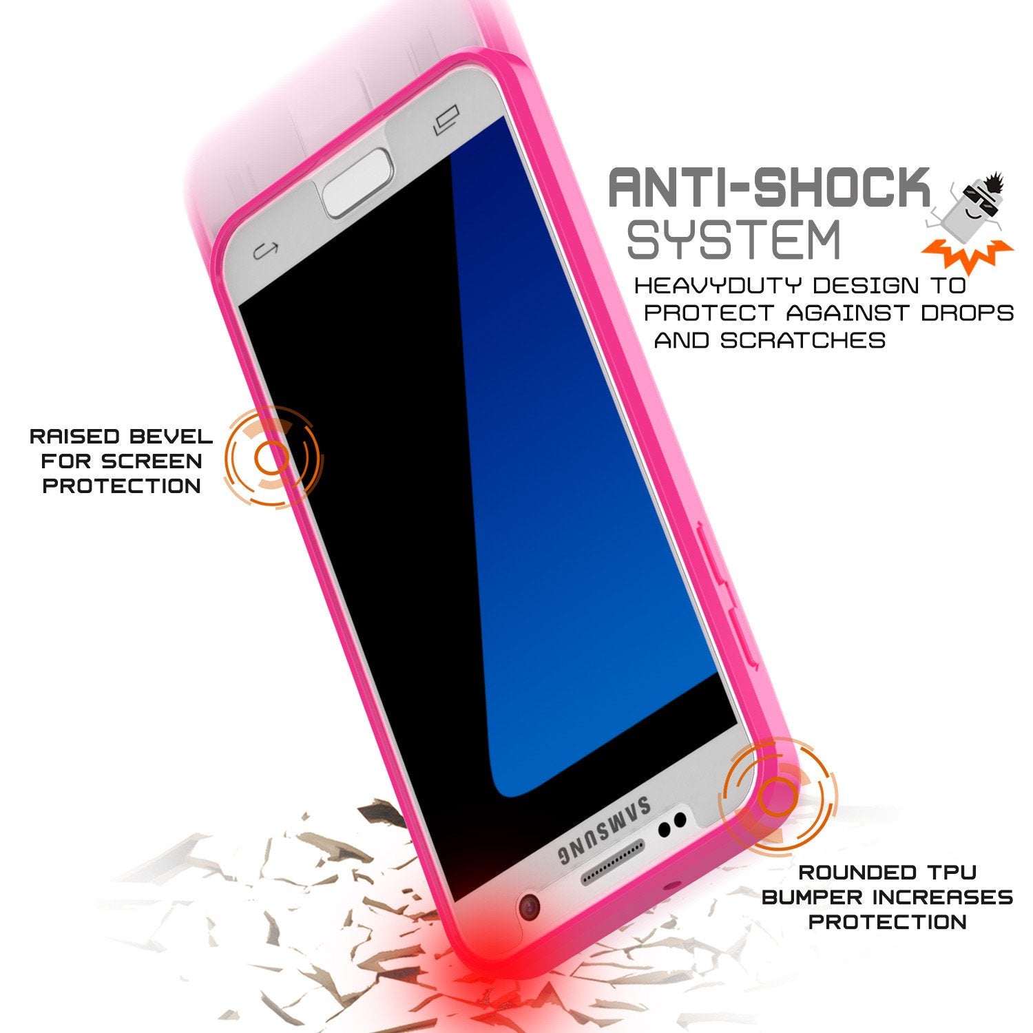 S7 Case Punkcase® LUCID 2.0 Pink Series w/ PUNK SHIELD Glass Screen Protector | Ultra Fit