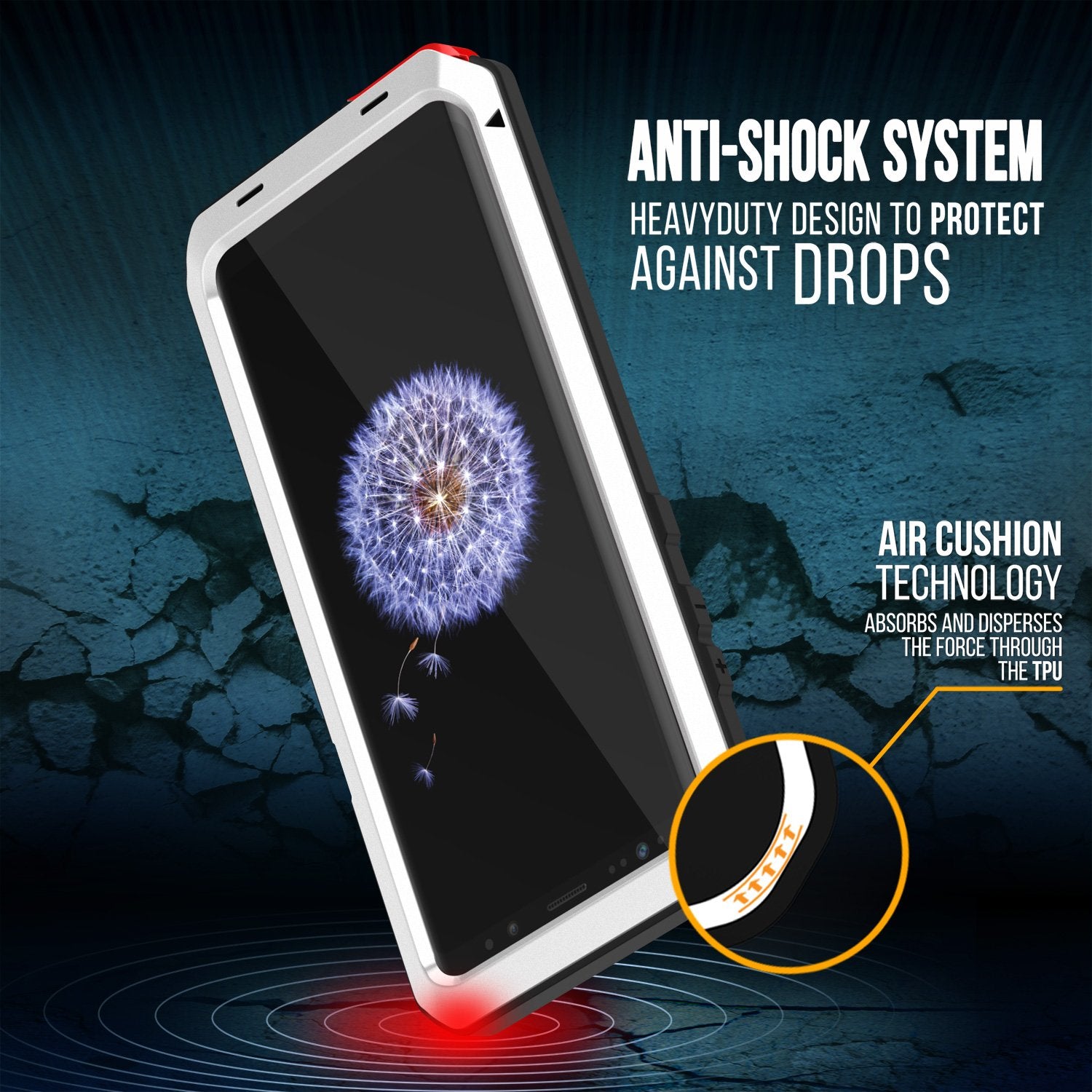 Galaxy S9 Hybrid Shock Drop Proof Metal Designed Case [White]