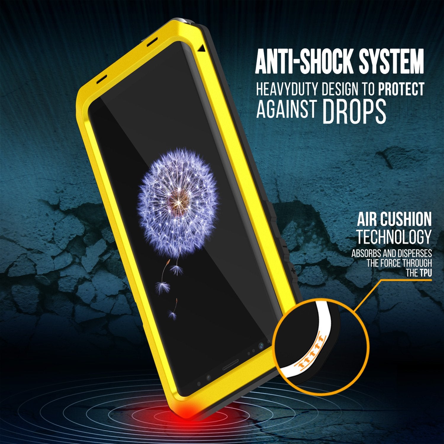 Galaxy S9 Plus Hybrid Shock Drop Proof Metal Armor Cover [Neon]