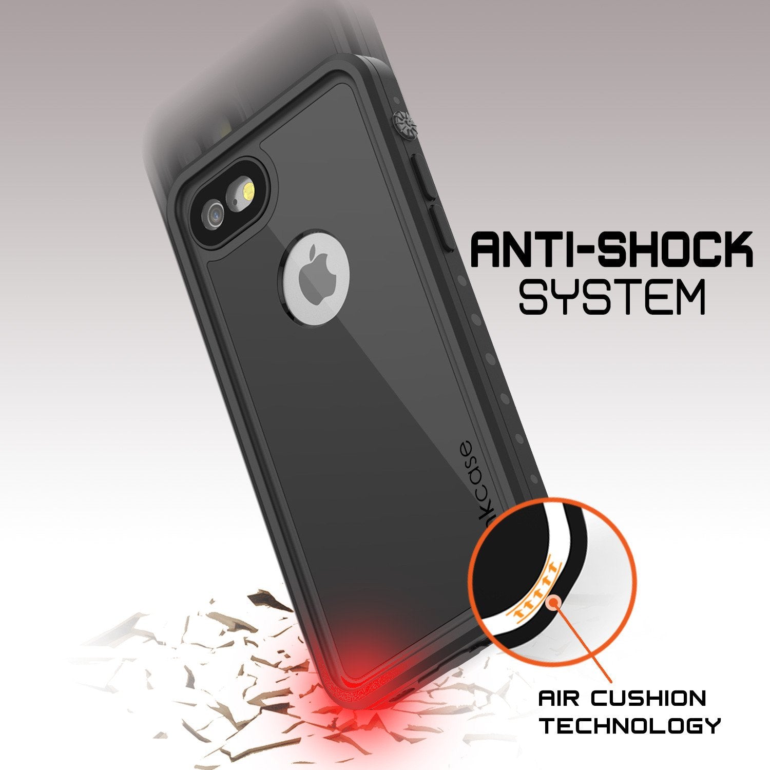 iPhone 7 Waterproof IP68 Case, Punkcase [Black] [StudStar Series] [Slim Fit] [Dirtproof] [Snowproof]