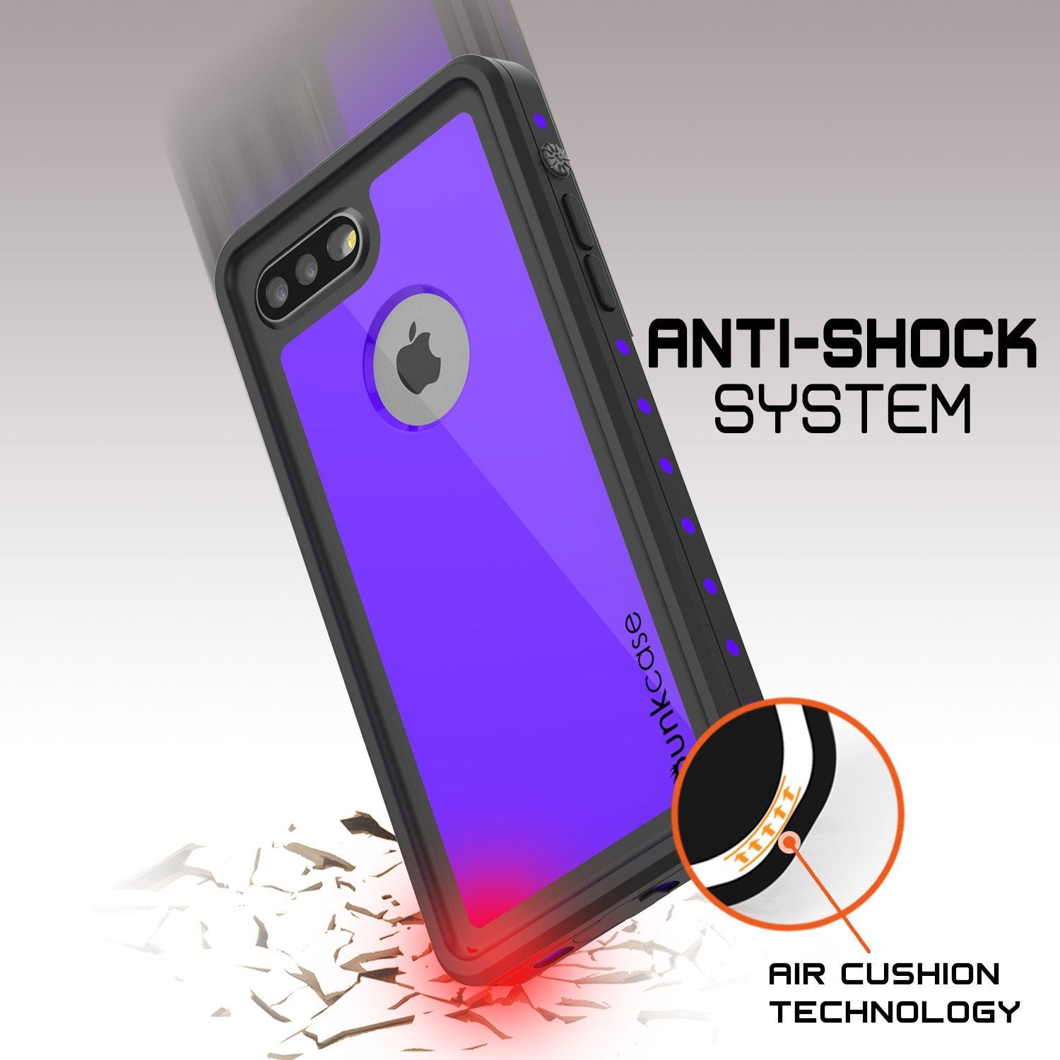 iPhone 8+ Plus Waterproof Case, Punkcase [StudStar Series] [Purple] [Slim Fit] [IP68 Certified] [Shockproof] [Dirtproof] Armor Cover