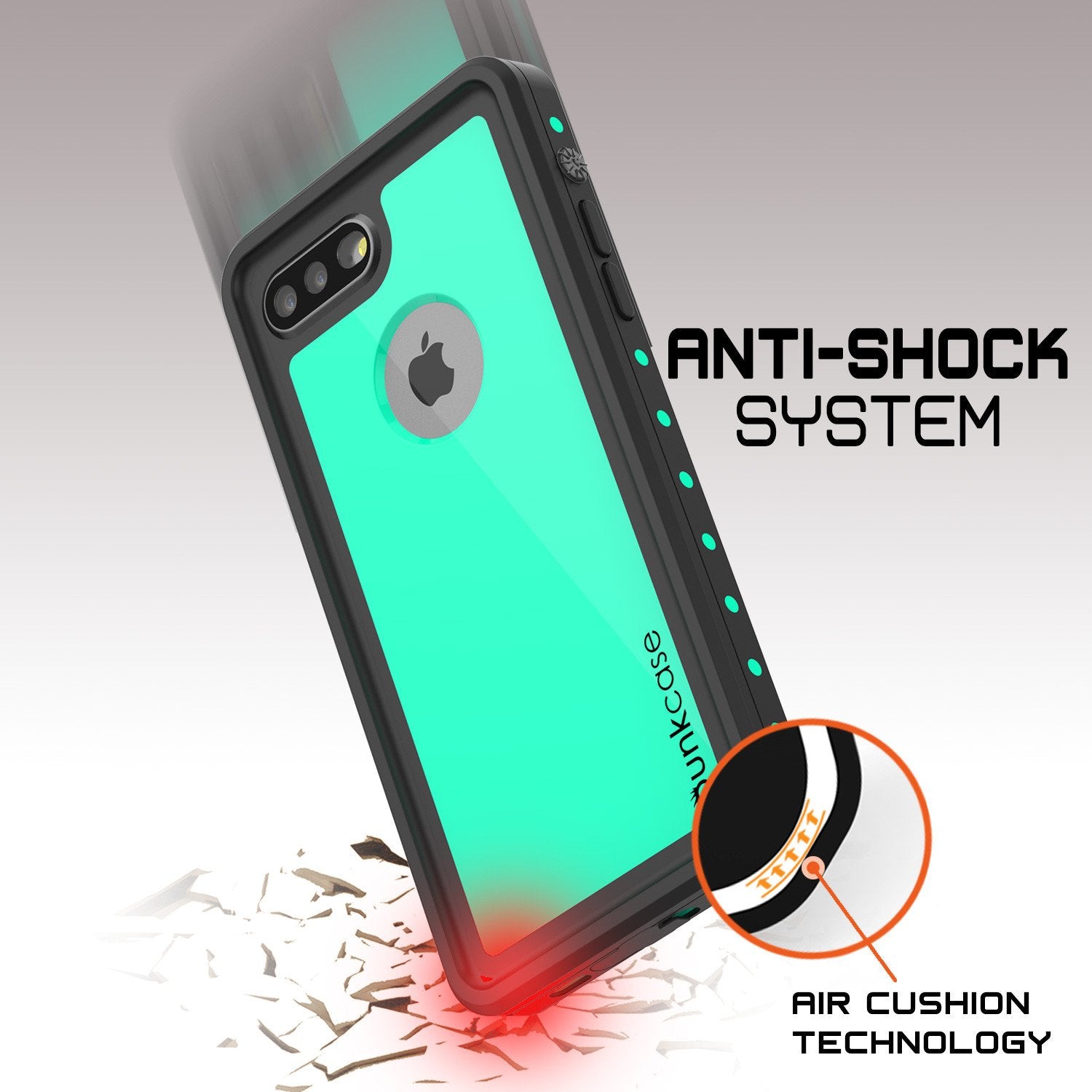 iPhone 7+ Plus Waterproof IP68 Case, Punkcase [Teal] [StudStar Series] [Slim Fit] [Dirtproof]