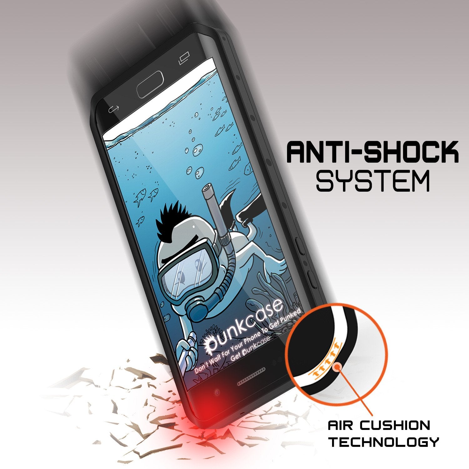 Galaxy S7 EDGE Waterproof Case PunkCase StudStar Black Thin 6.6ft Underwater IP68 Shock/Snow Proof