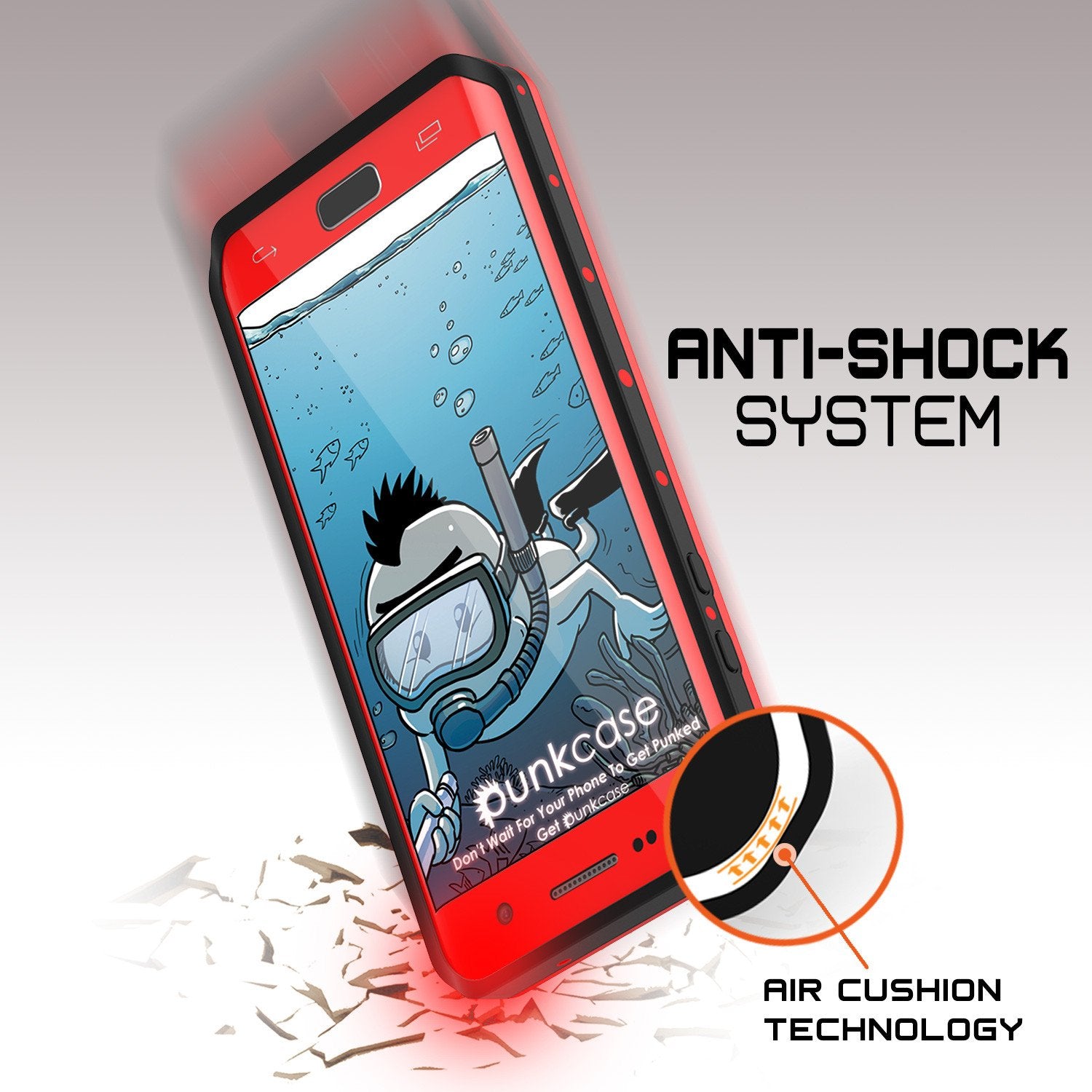 Galaxy S7 EDGE Waterproof Case PunkCase StudStar Red Thin 6.6ft Underwater IP68 Shock/Snow Proof