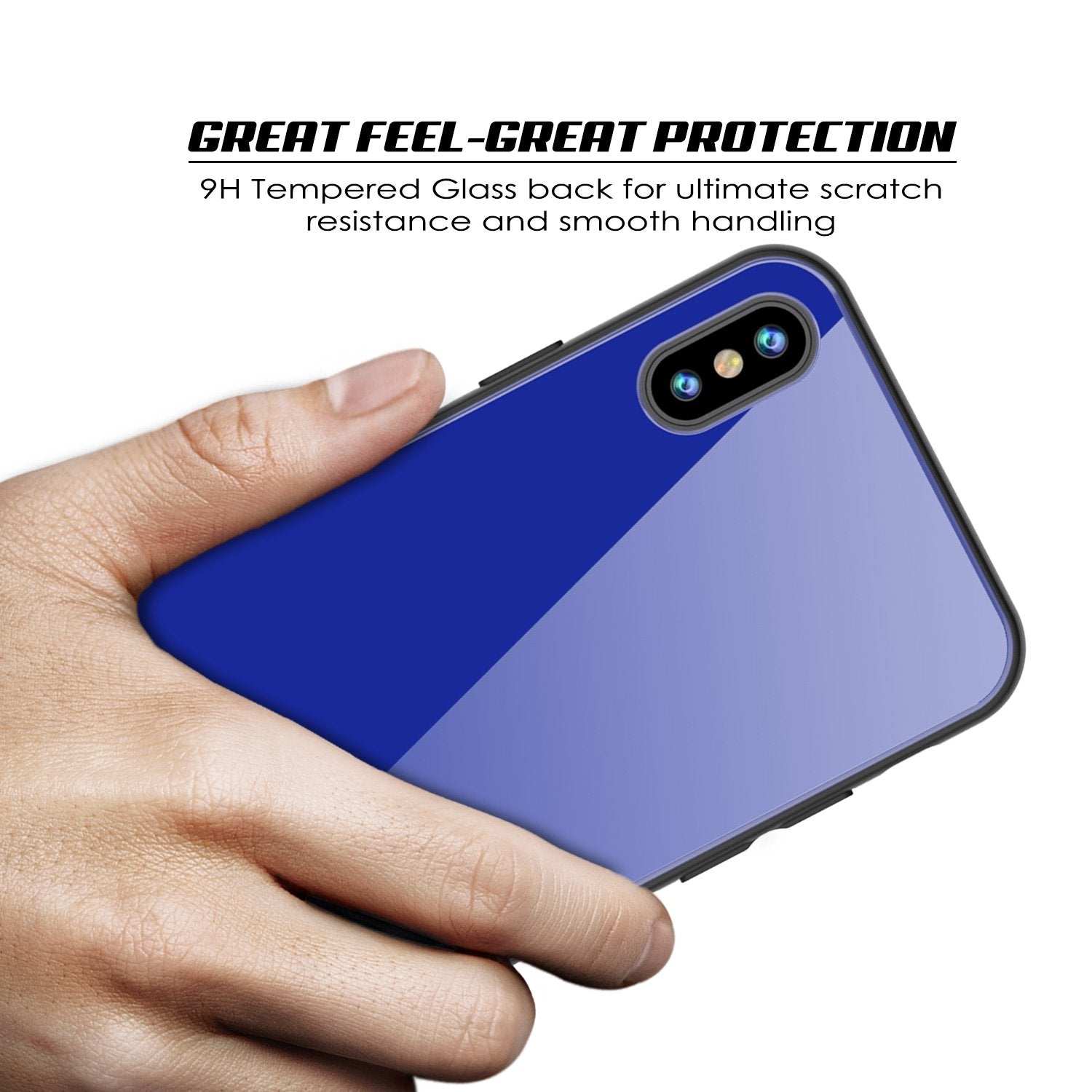 iPhone X Case, Punkcase GlassShield Ultra Thin Protective 9H Full Body Tempered Glass Cover W/ Drop Protection & Non Slip Grip for Apple iPhone 10 [Blue]