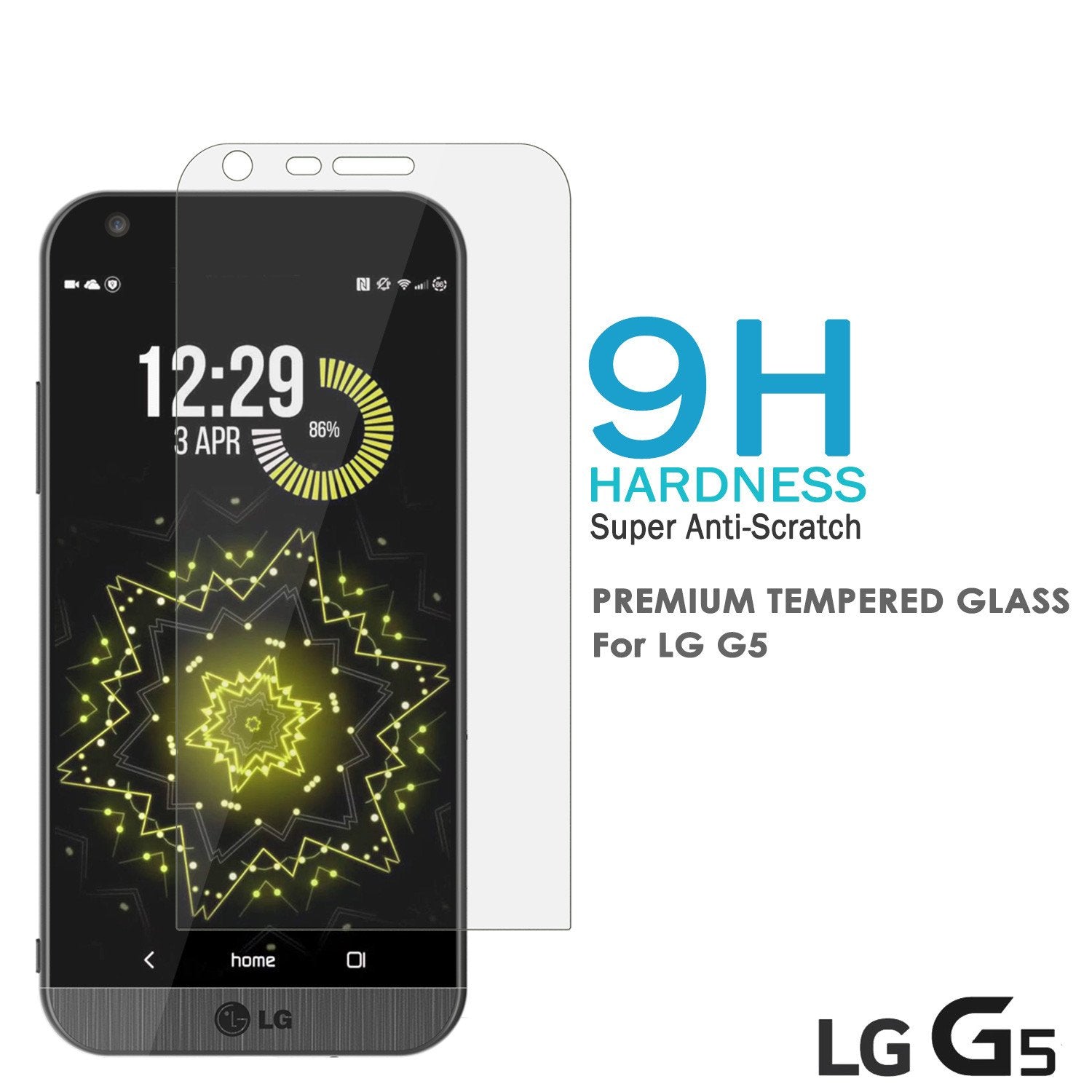 LG G5 Punkcase Glass SHIELD Tempered Glass Screen Protector 0.33mm Thick 9H Glass