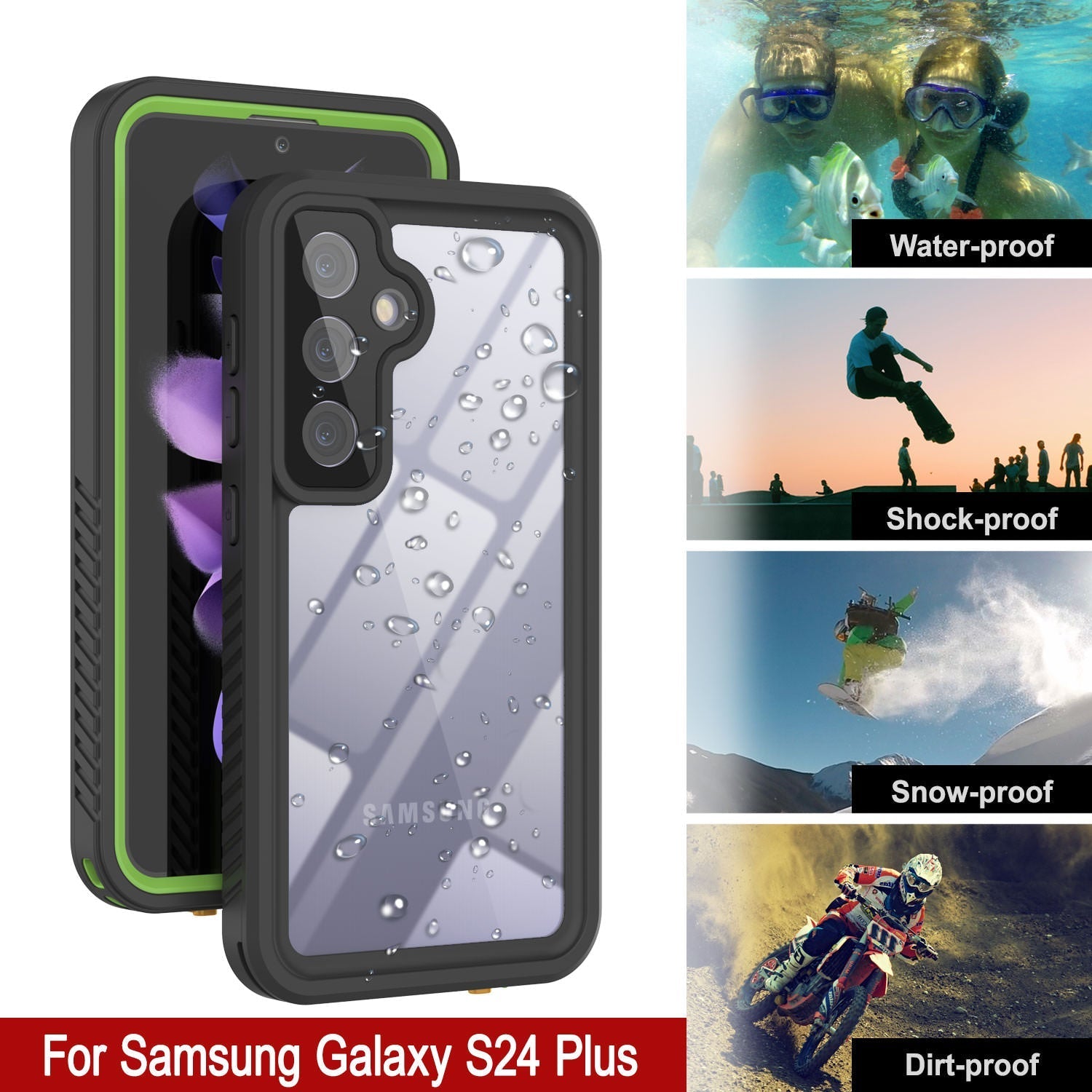 Galaxy S24+ Plus Water/ Shockproof [Extreme Series] Screen Protector Case [Light Green]