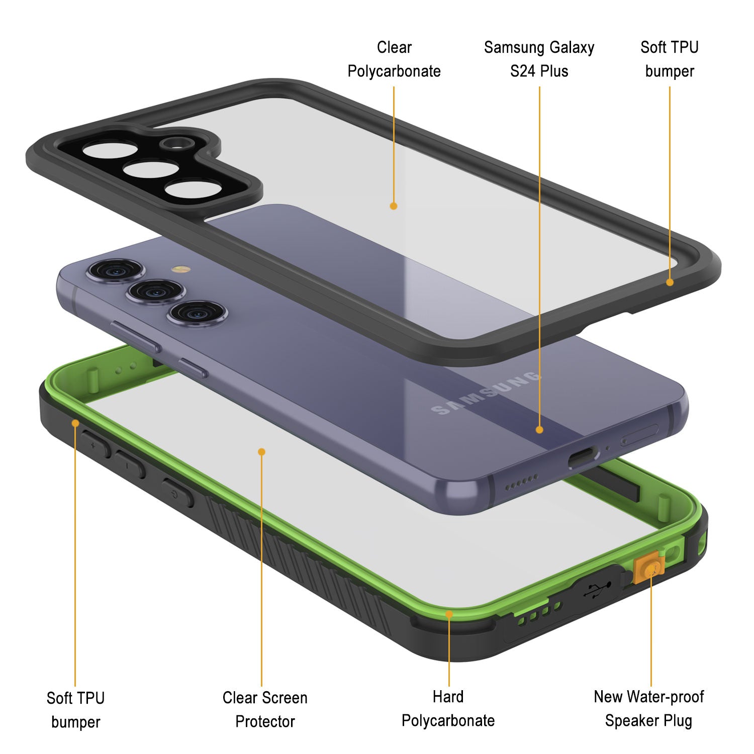 Galaxy S24+ Plus Water/ Shockproof [Extreme Series] Screen Protector Case [Light Green]