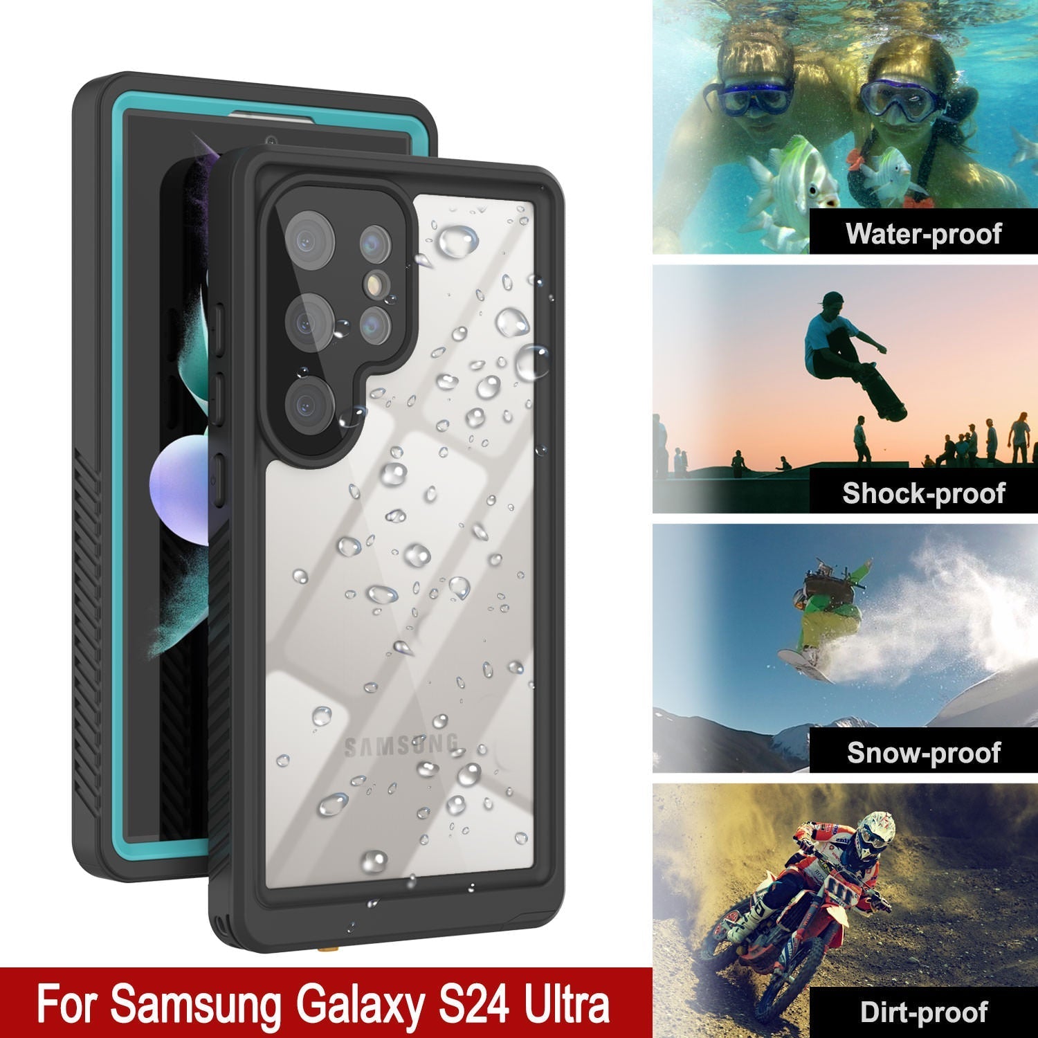 Galaxy S24 Ultra Water/ Shock/ Snowproof [Extreme Series]  Screen Protector Case [Teal]