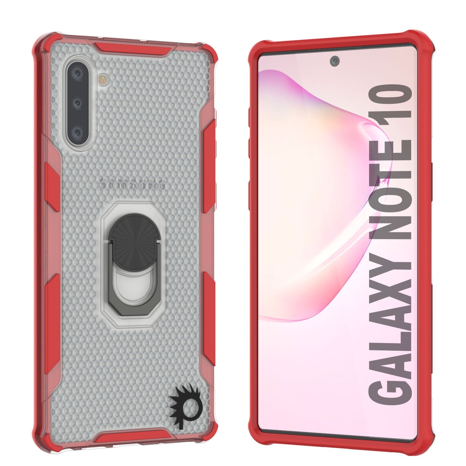 Punkcase Galaxy Note 10 Case [Magnetix 2.0 Series] Clear Protective TPU Cover W/Kickstand [Red]