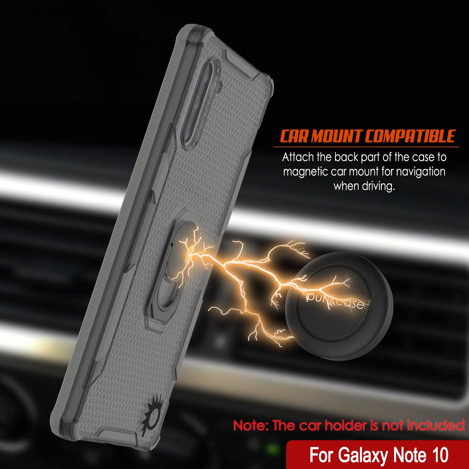 Punkcase Galaxy Note 10 Case [Magnetix 2.0 Series] Clear Protective TPU Cover W/Kickstand [Grey]