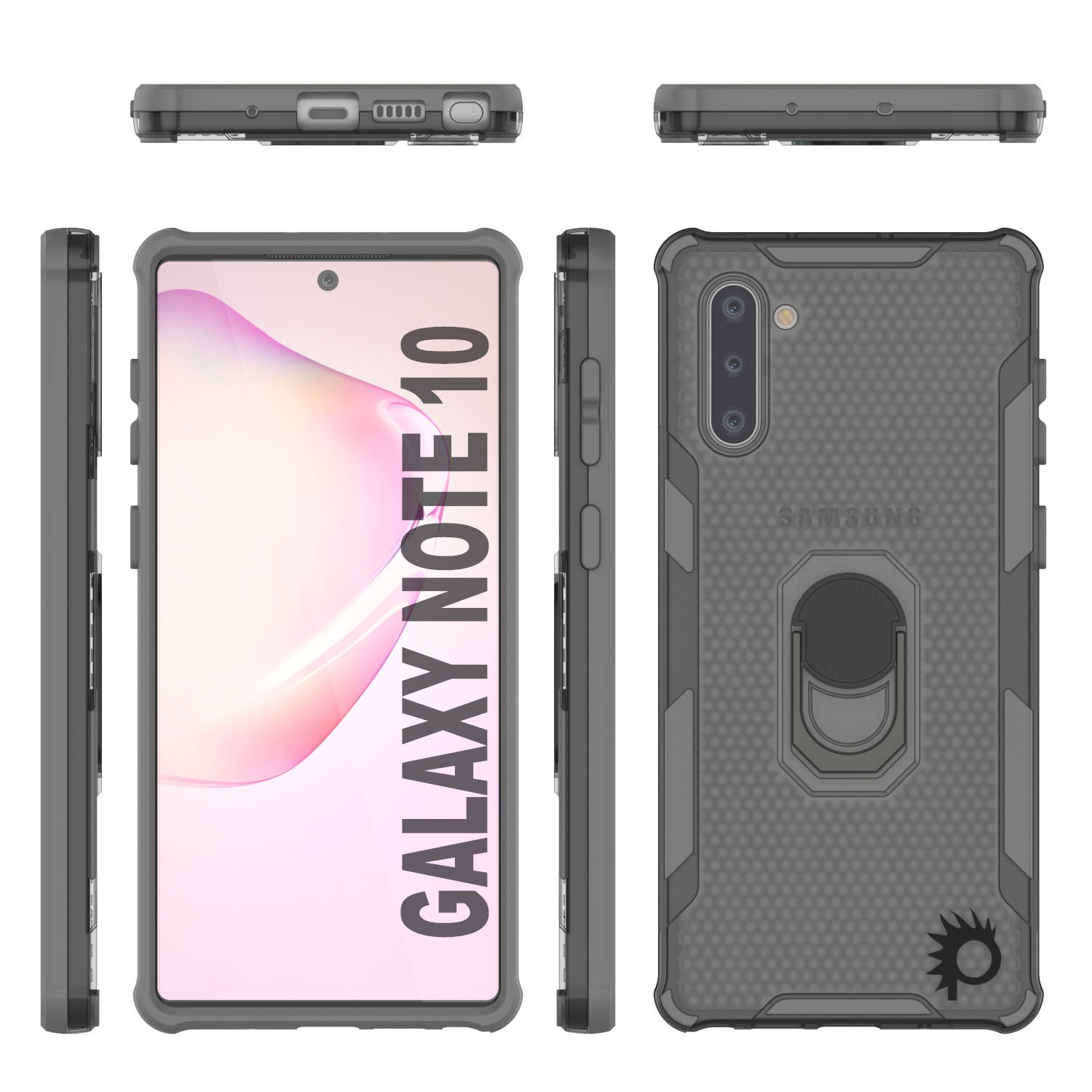 Punkcase Galaxy Note 10 Case [Magnetix 2.0 Series] Clear Protective TPU Cover W/Kickstand [Grey]