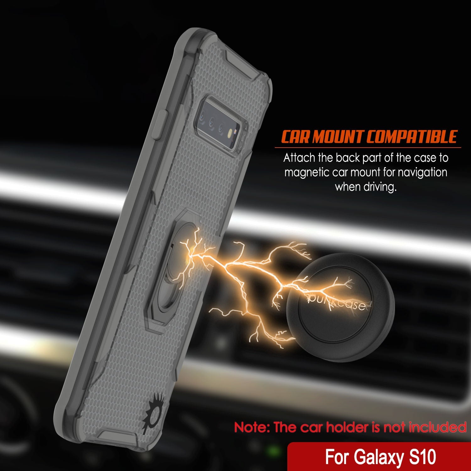Punkcase Galaxy S10 Case [Magnetix 2.0 Series] Clear Protective TPU Cover W/Kickstand [Grey]