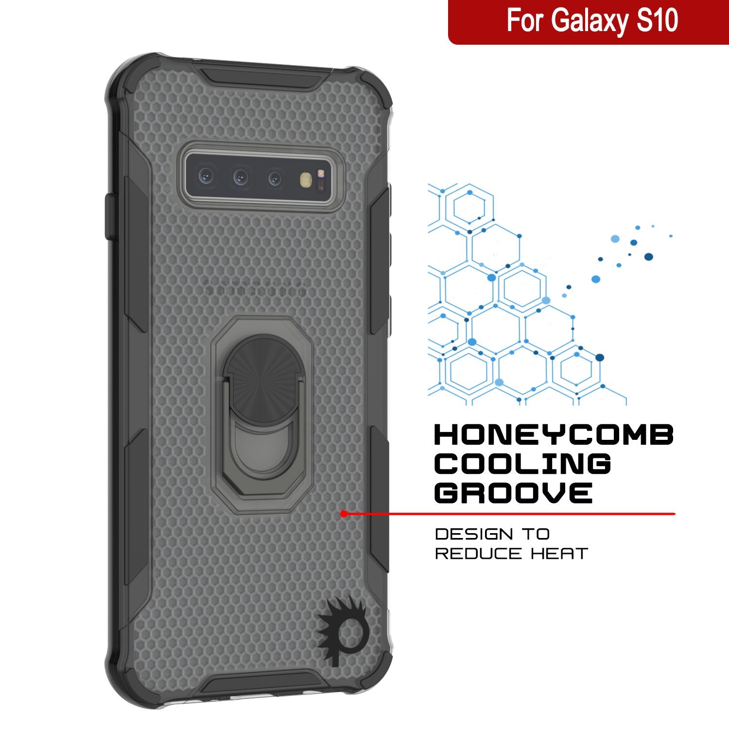 Punkcase Galaxy S10 Case [Magnetix 2.0 Series] Clear Protective TPU Cover W/Kickstand [Black]