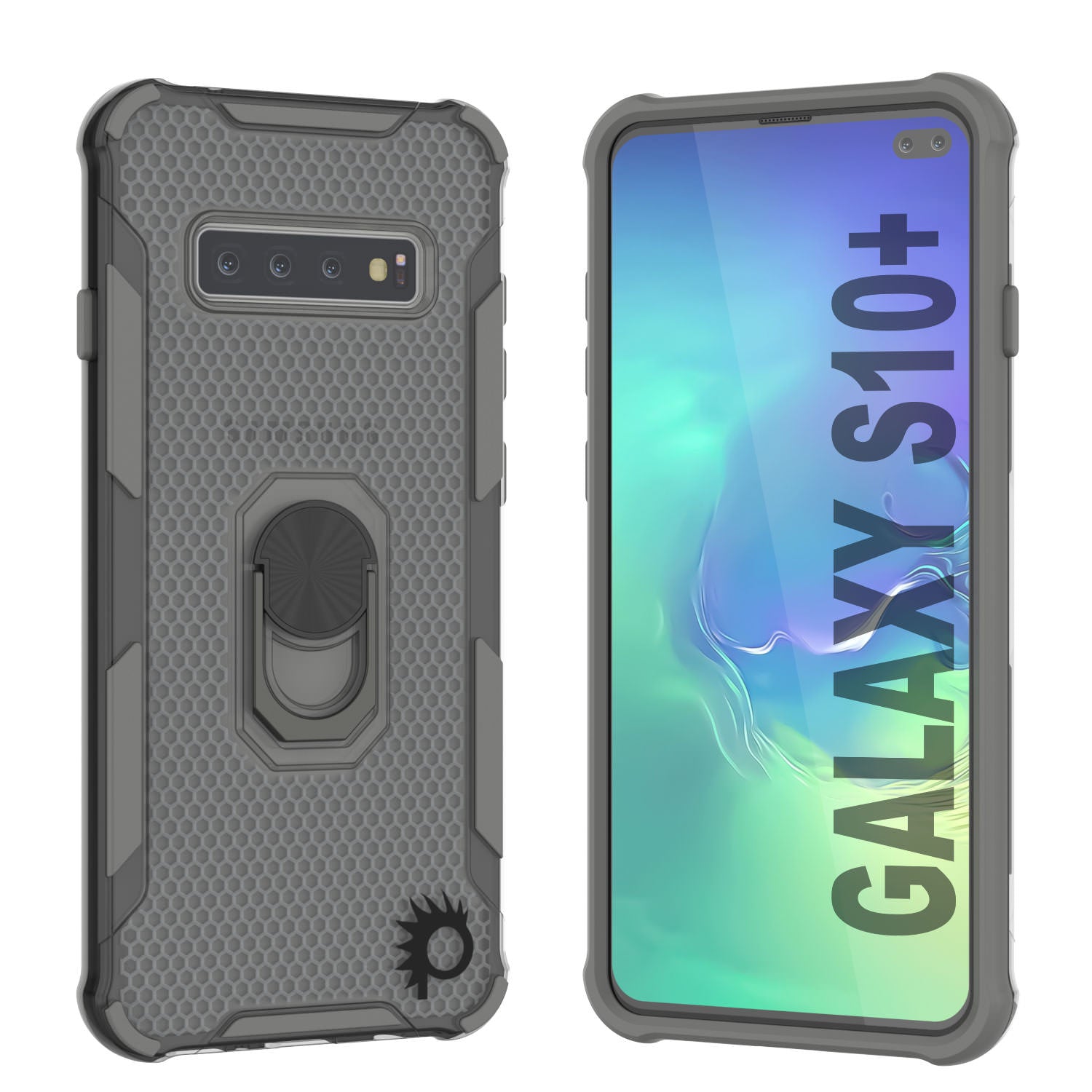 Punkcase Galaxy S10 Plus Case [Magnetix 2.0 Series] Clear Protective TPU Cover W/Kickstand [Grey]