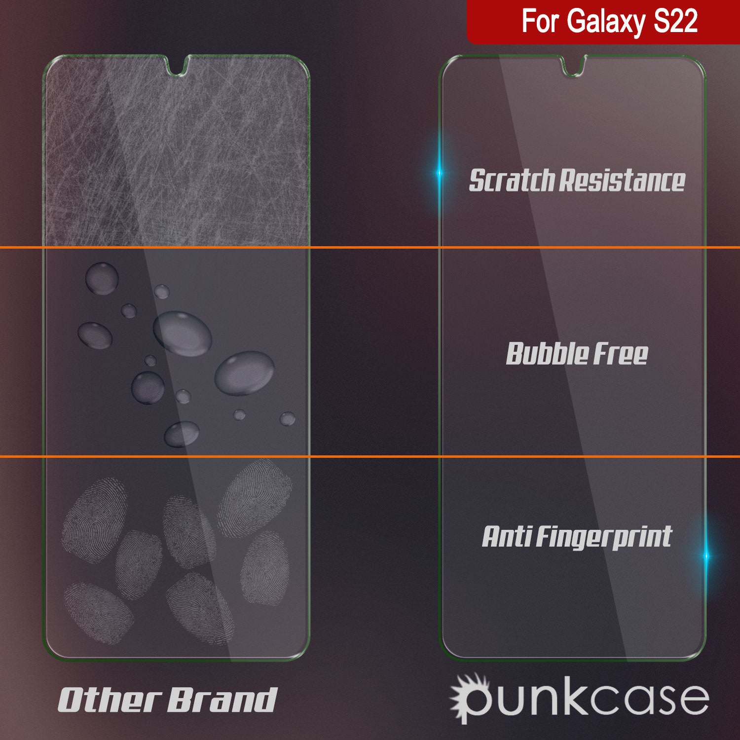 Galaxy S22  Black Punkcase Glass SHIELD Tempered Glass Screen Protector 0.33mm Thick 9H Glass