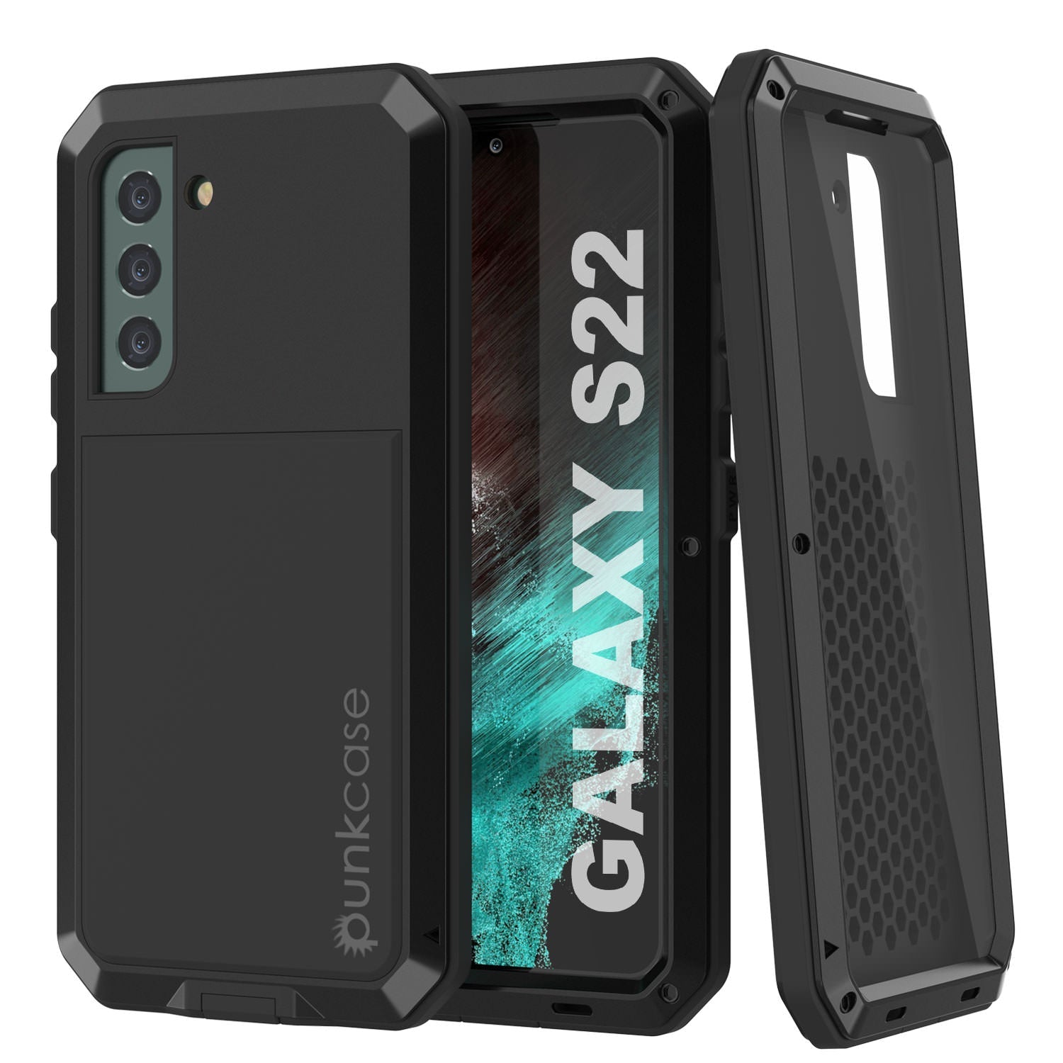 Galaxy S22 Metal Case, Heavy Duty Military Grade Rugged Armor Cover [Black]