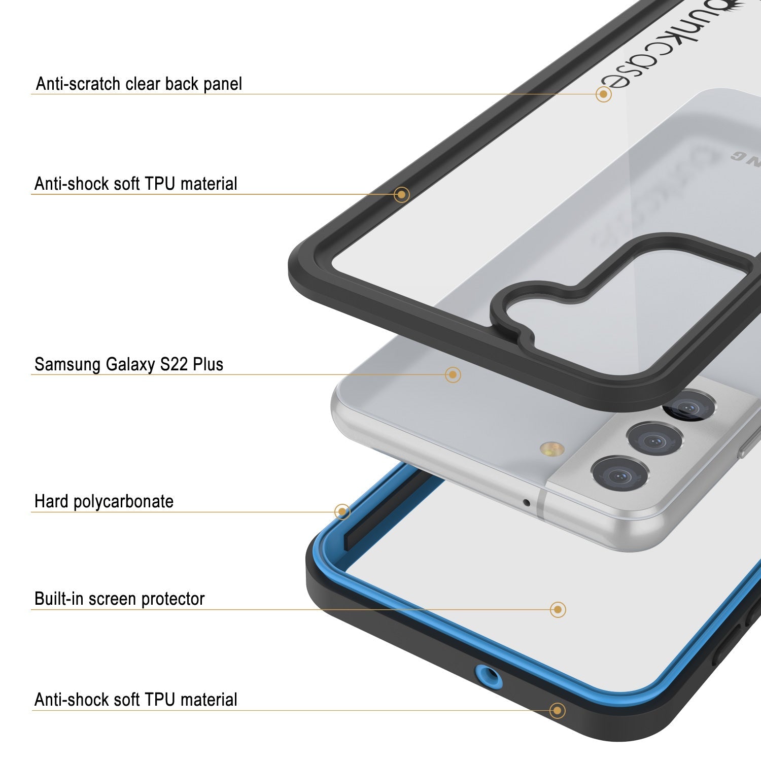 Galaxy S22+ Plus Water/ Shock/ Snow/ dirt proof [Extreme Series] Slim Case [Light Blue]