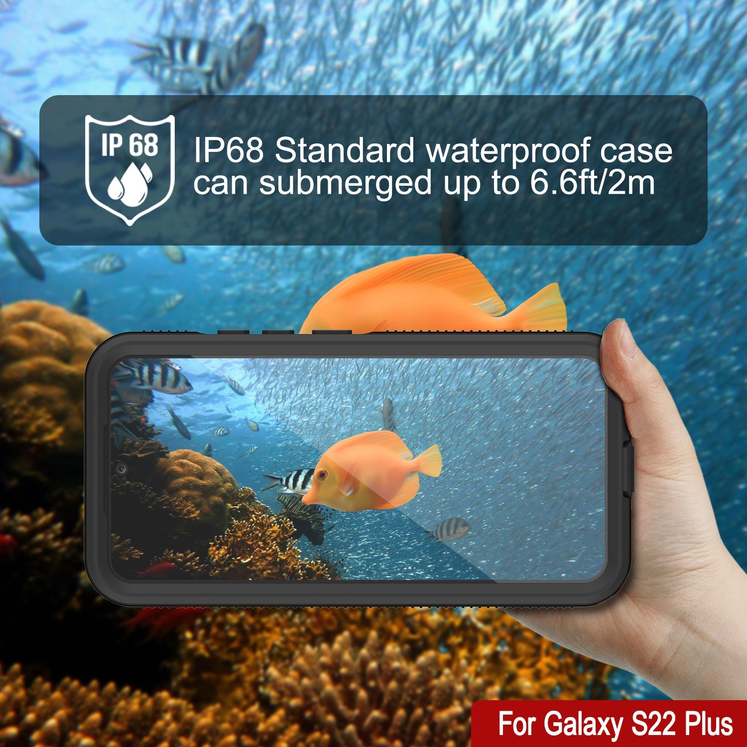 Galaxy S22+ Plus Waterproof Case PunkCase Ultimato Light Blue Thin 6.6ft Underwater IP68 ShockProof [Blue]