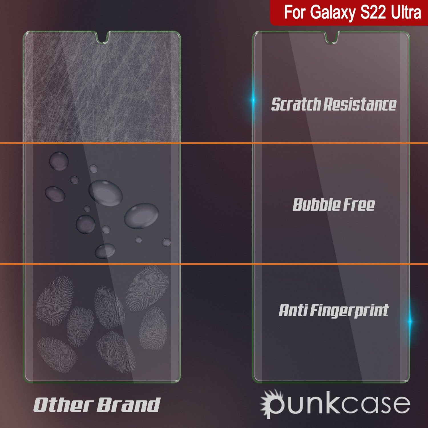 Galaxy S22 Ultra White Punkcase Glass SHIELD Tempered Glass Screen Protector 0.33mm Thick 9H Glass