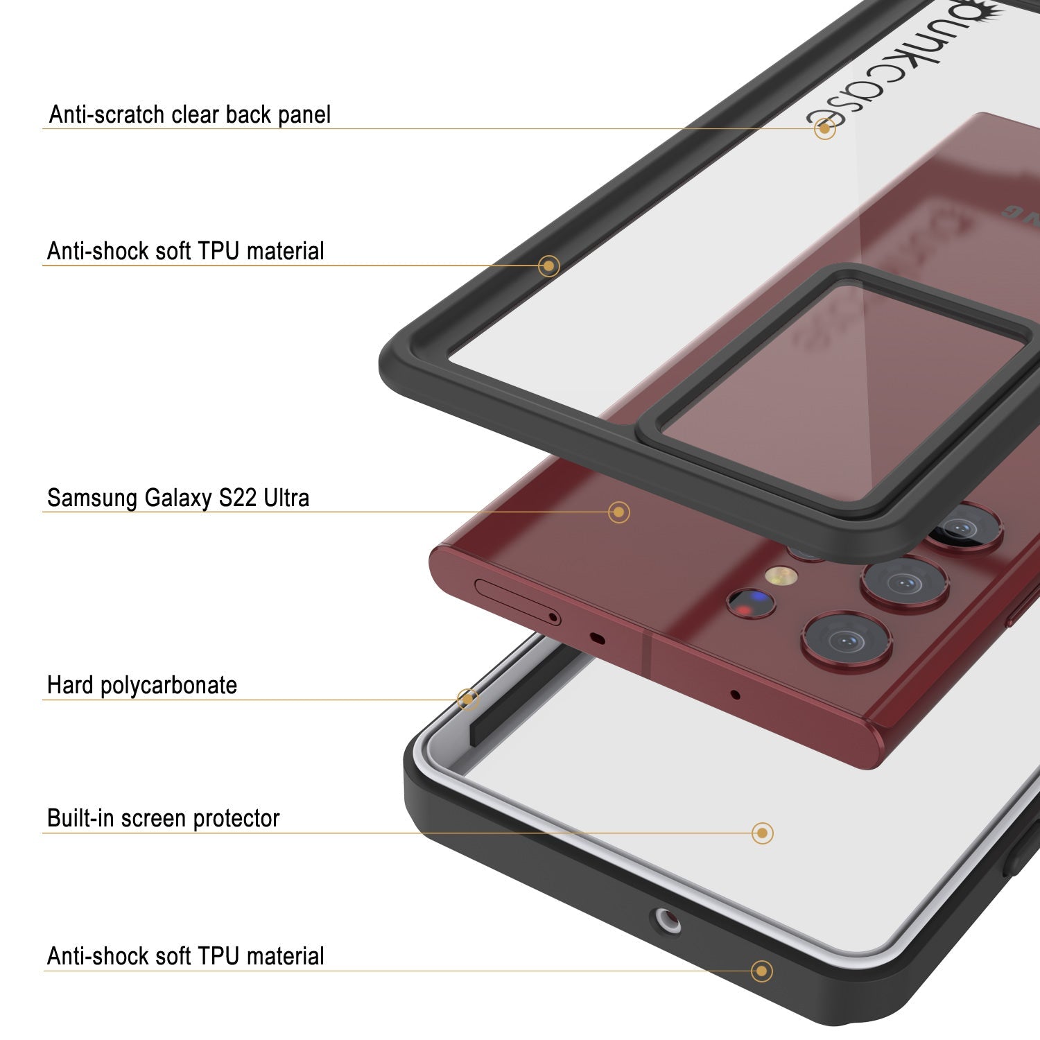 Galaxy S22 Ultra Water/ Shock/ Snow/ dirt proof [Extreme Series] Punkcase Slim Case [White]