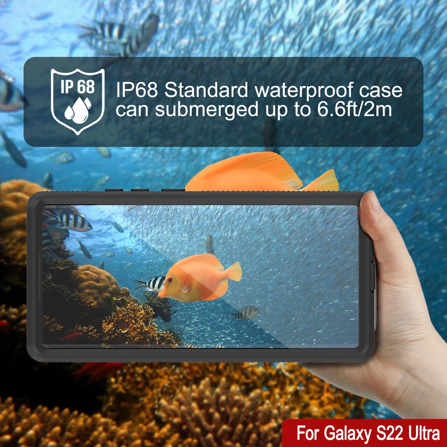 Galaxy S22 Ultra Waterproof Case PunkCase Ultimato Teal Thin 6.6ft Underwater IP68 Shock/Snow Proof [Teal]