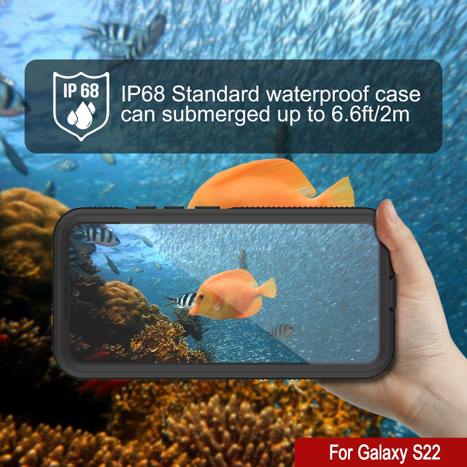 Galaxy S22 Waterproof Case PunkCase Ultimato Light Blue Thin 6.6ft Underwater IP68 ShockProof [Blue]