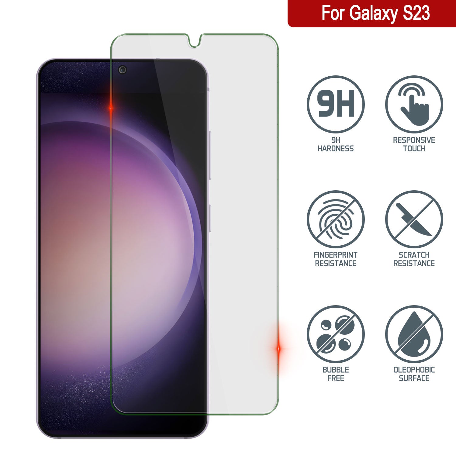 Galaxy S23  White Punkcase Glass SHIELD Tempered Glass Screen Protector 0.33mm Thick 9H Glass