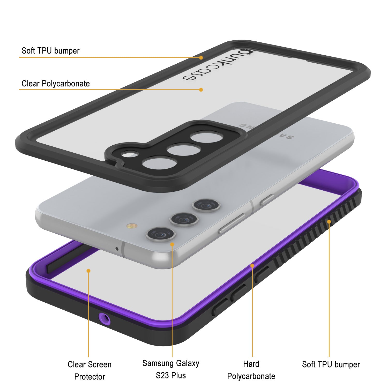 Galaxy S23+ Plus Water/ Shockproof [Extreme Series] Slim Screen Protector Case [Purple]