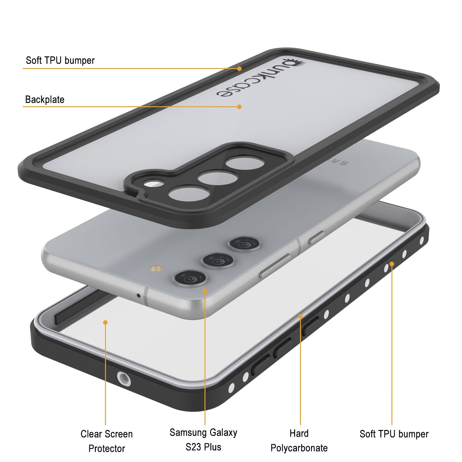 Galaxy S23+ Plus Waterproof Case, Punkcase StudStar White Thin 6.6ft Underwater IP68 Shock/Snow Proof