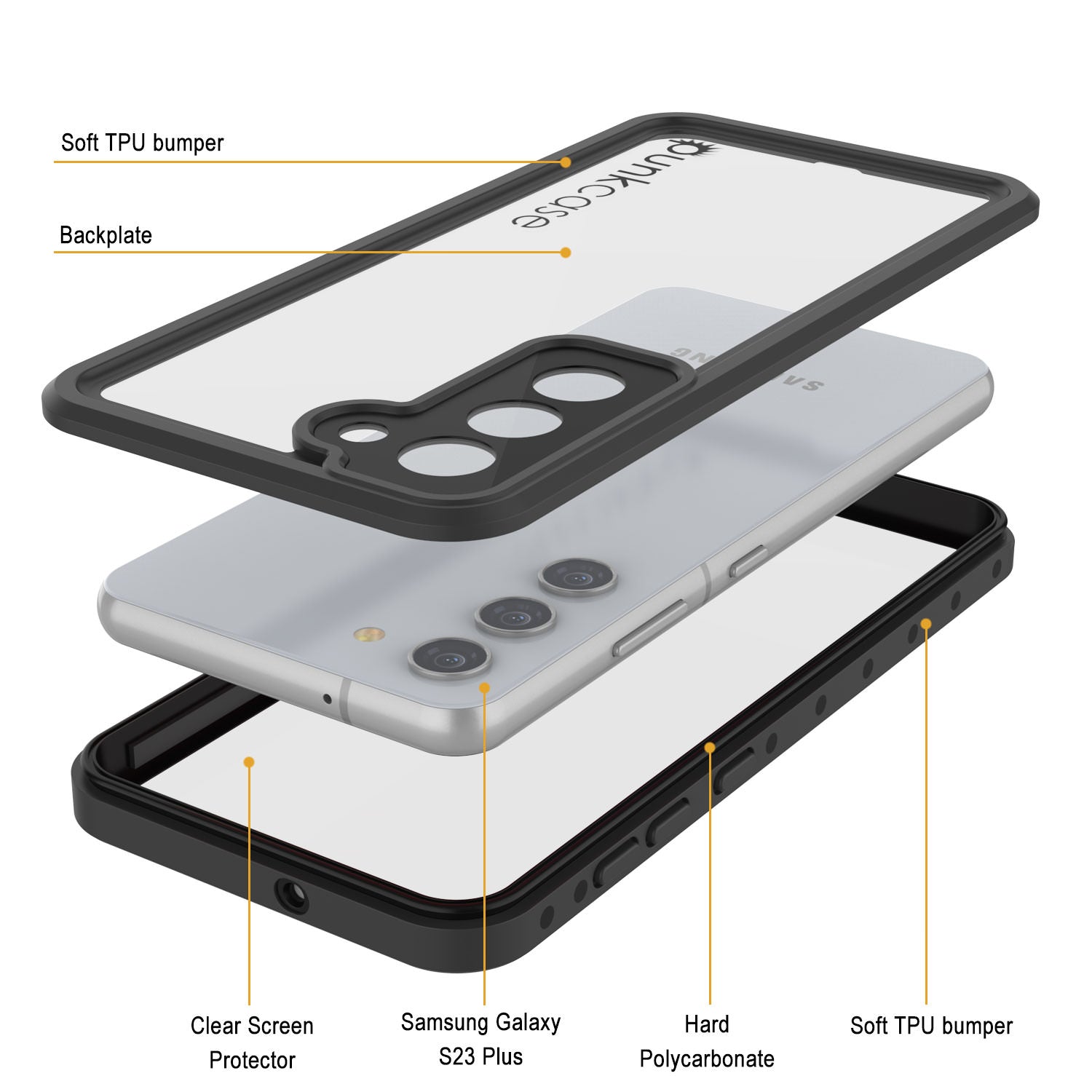 Galaxy S23+ Plus Waterproof Case PunkCase StudStar Clear Thin 6.6ft Underwater IP68 Shock/Snow Proof