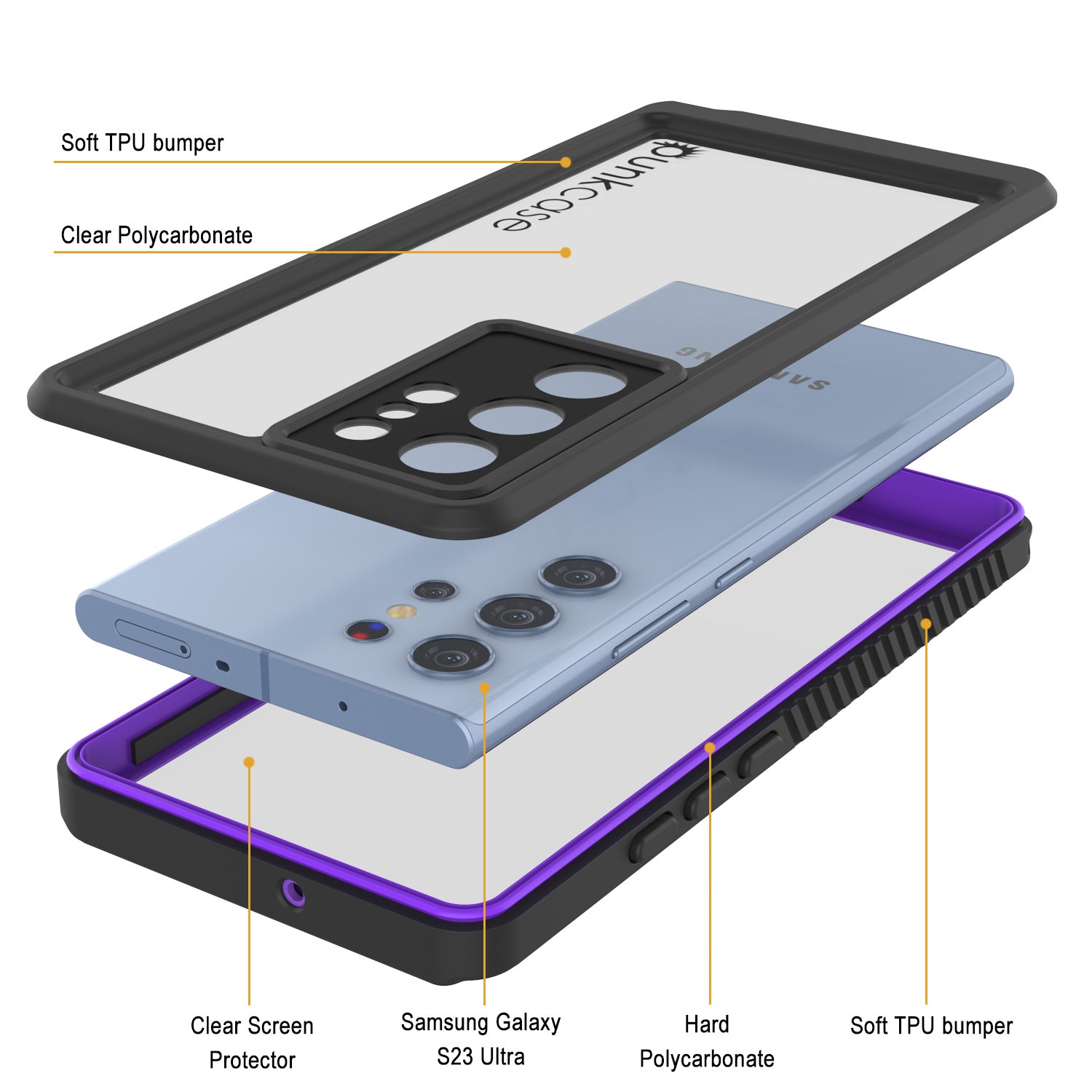 Galaxy S23 Ultra Water/ Shockproof [Extreme Series] Slim Screen Protector Case [Purple]