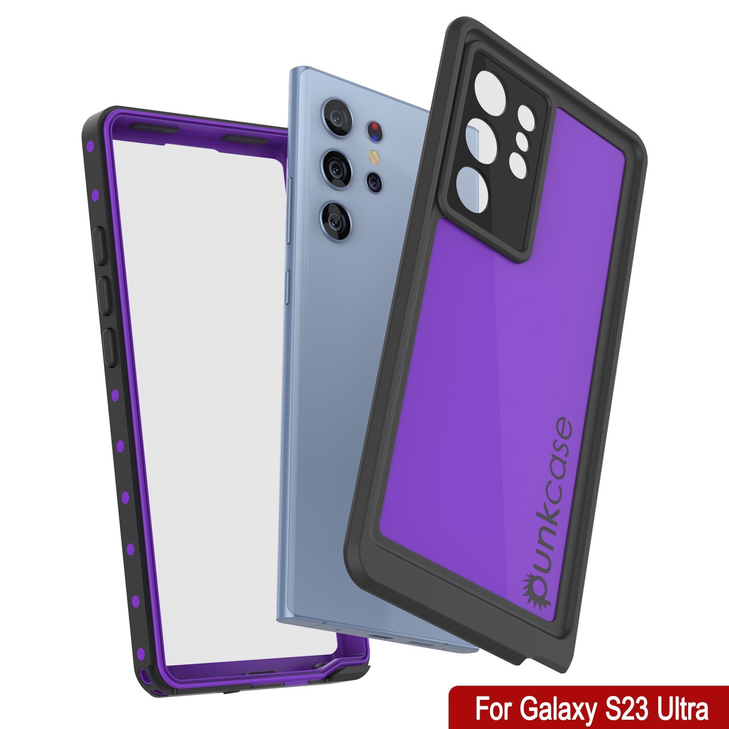 Galaxy S23 Ultra Waterproof Case PunkCase StudStar Purple Thin 6.6ft Underwater IP68 Shock/Snow Proof